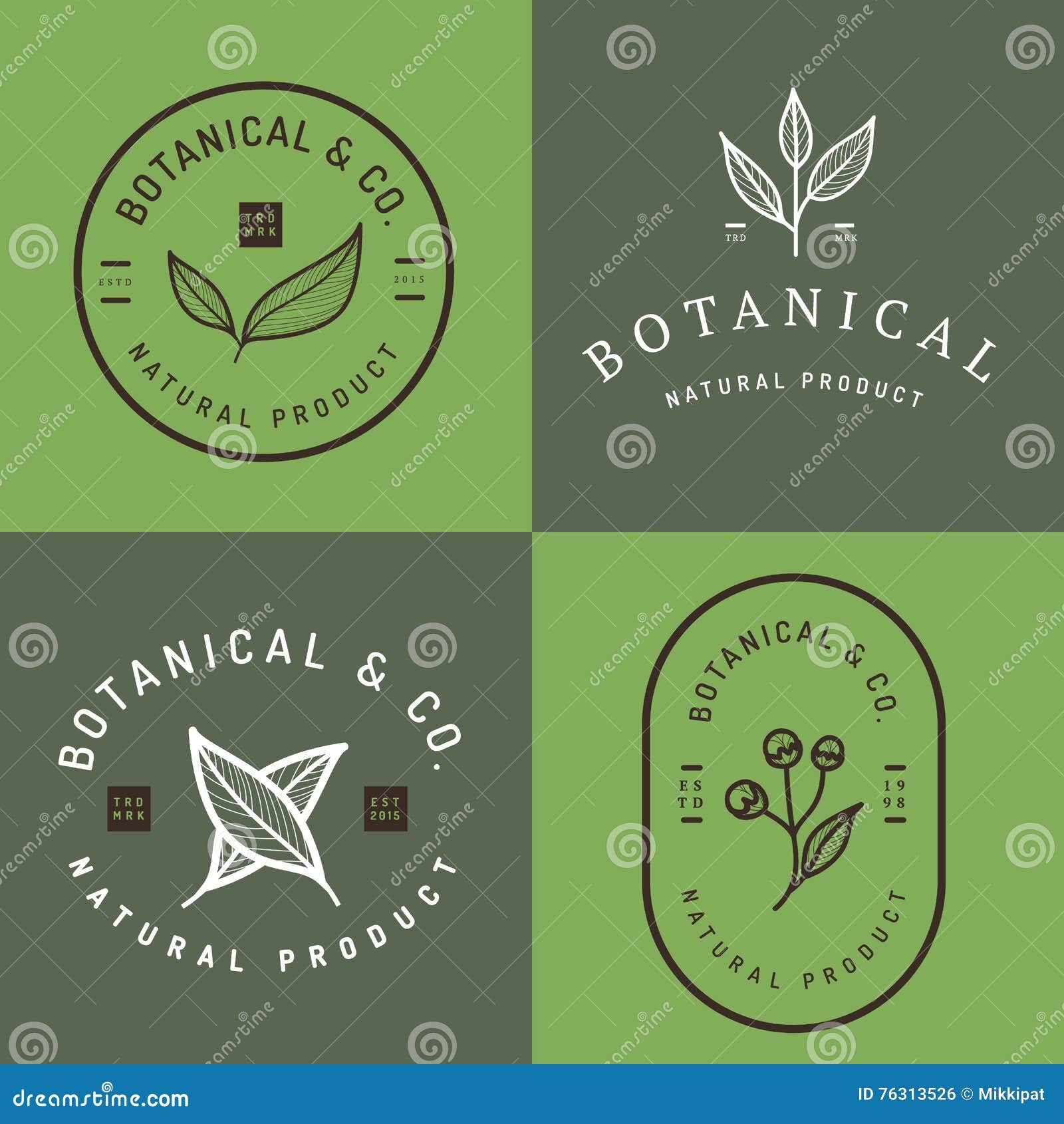 set of badges, banner, labels and logos for botanical natural product, shop. leaf logo, flower logo.