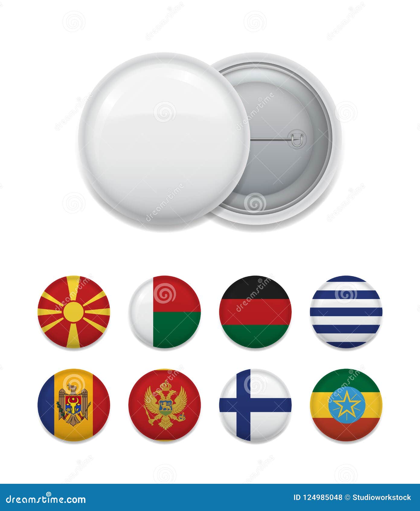 Set of Badges with Country Flags Stock Illustration Illustration of