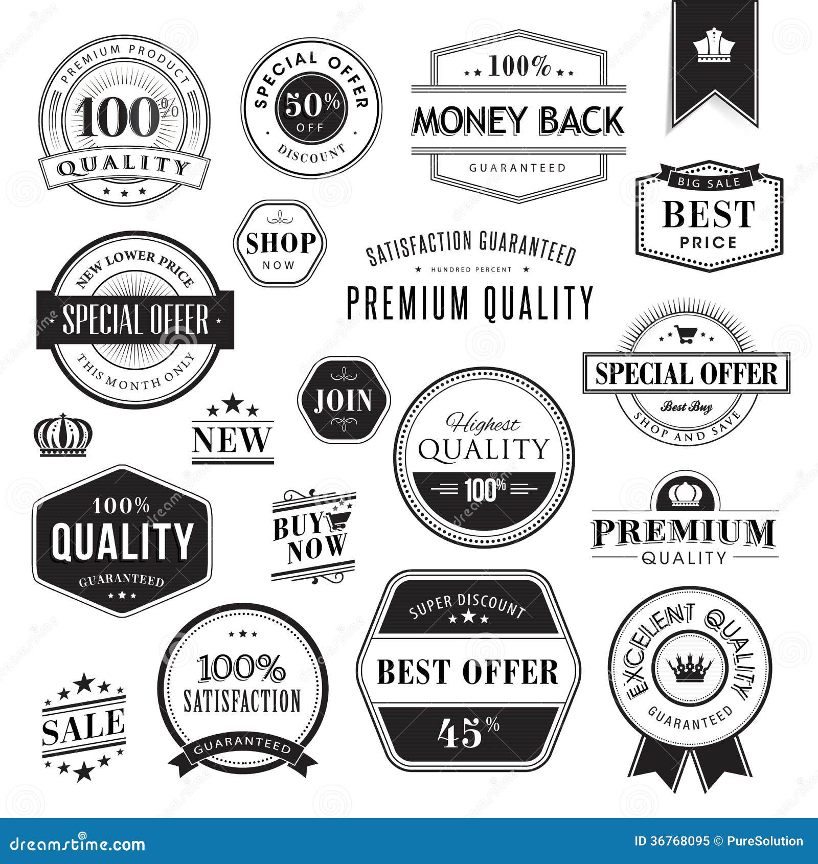 Set of badges and elements stock vector. Illustration of sign - 36768095