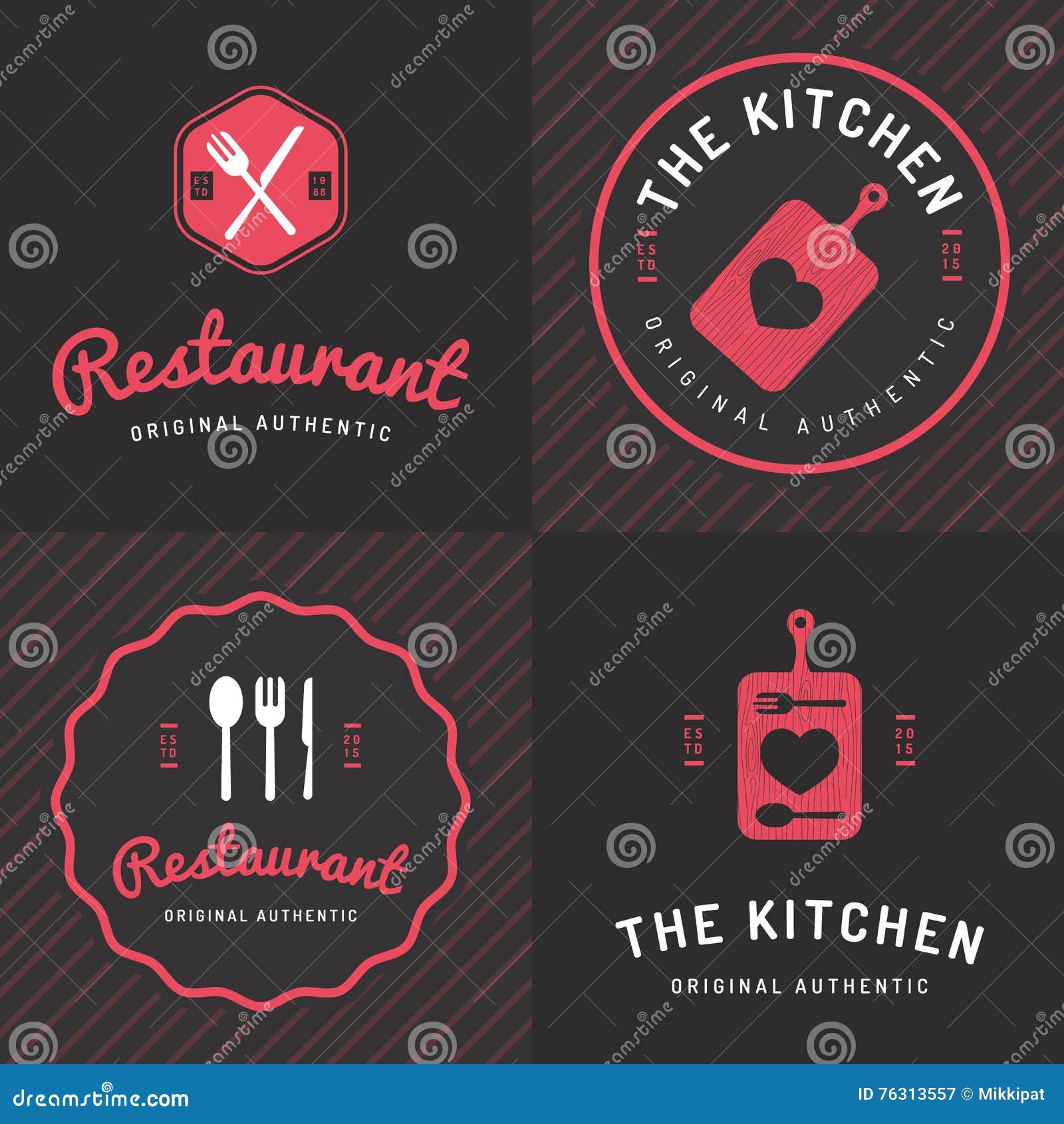 Set of vintage lettering illustration for the catering. Stock Vector