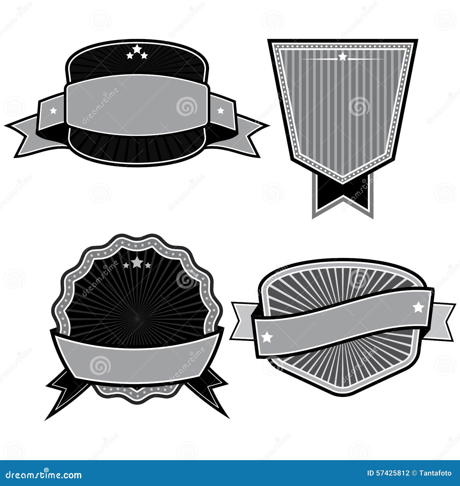 Set of Badges Ribbons and Labels Set 12 Stock Vector - Illustration of ...