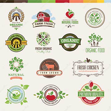 Set of Badges and Stickers for Organic Products Stock Vector ...