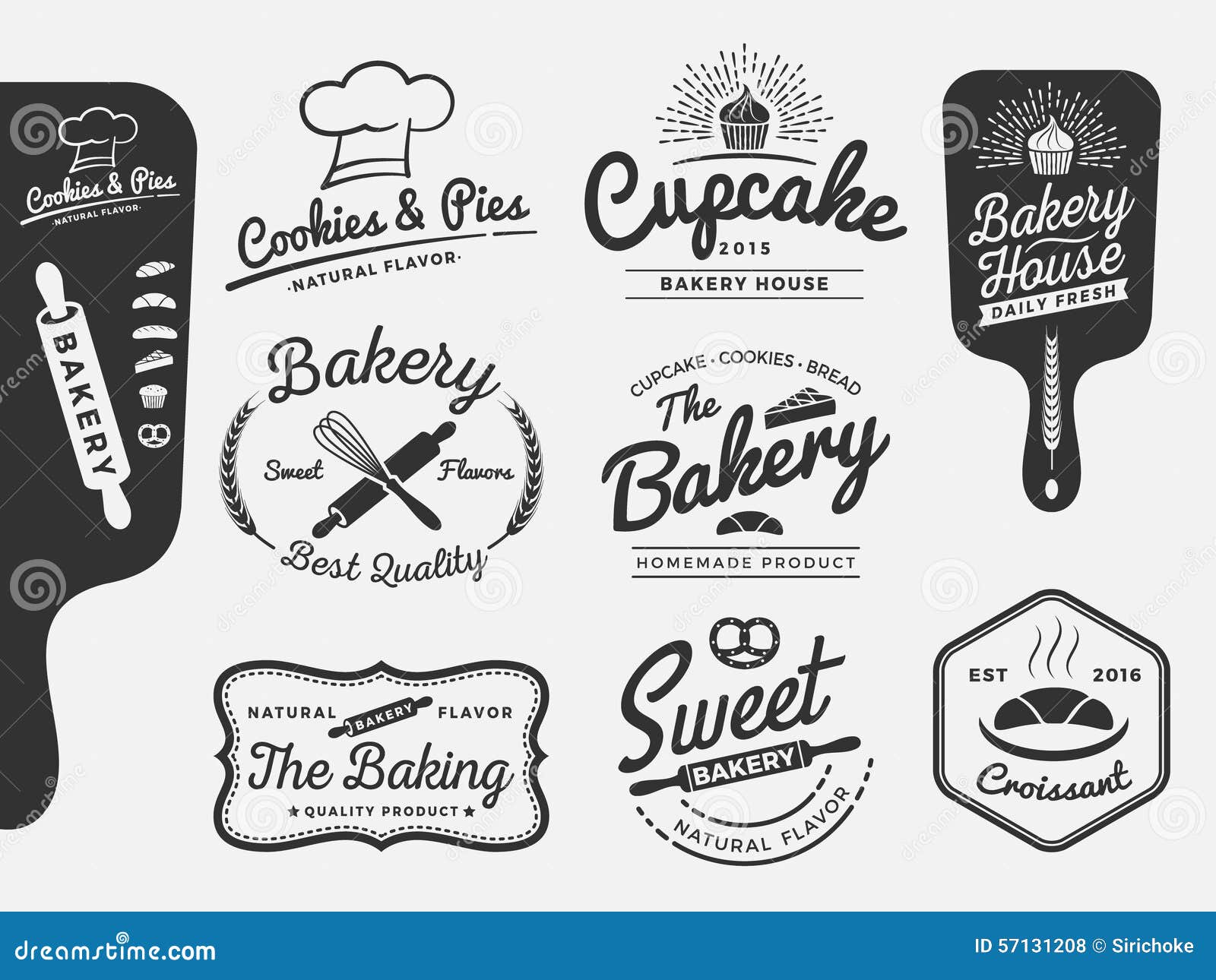 set of bakery and bread logo labels 