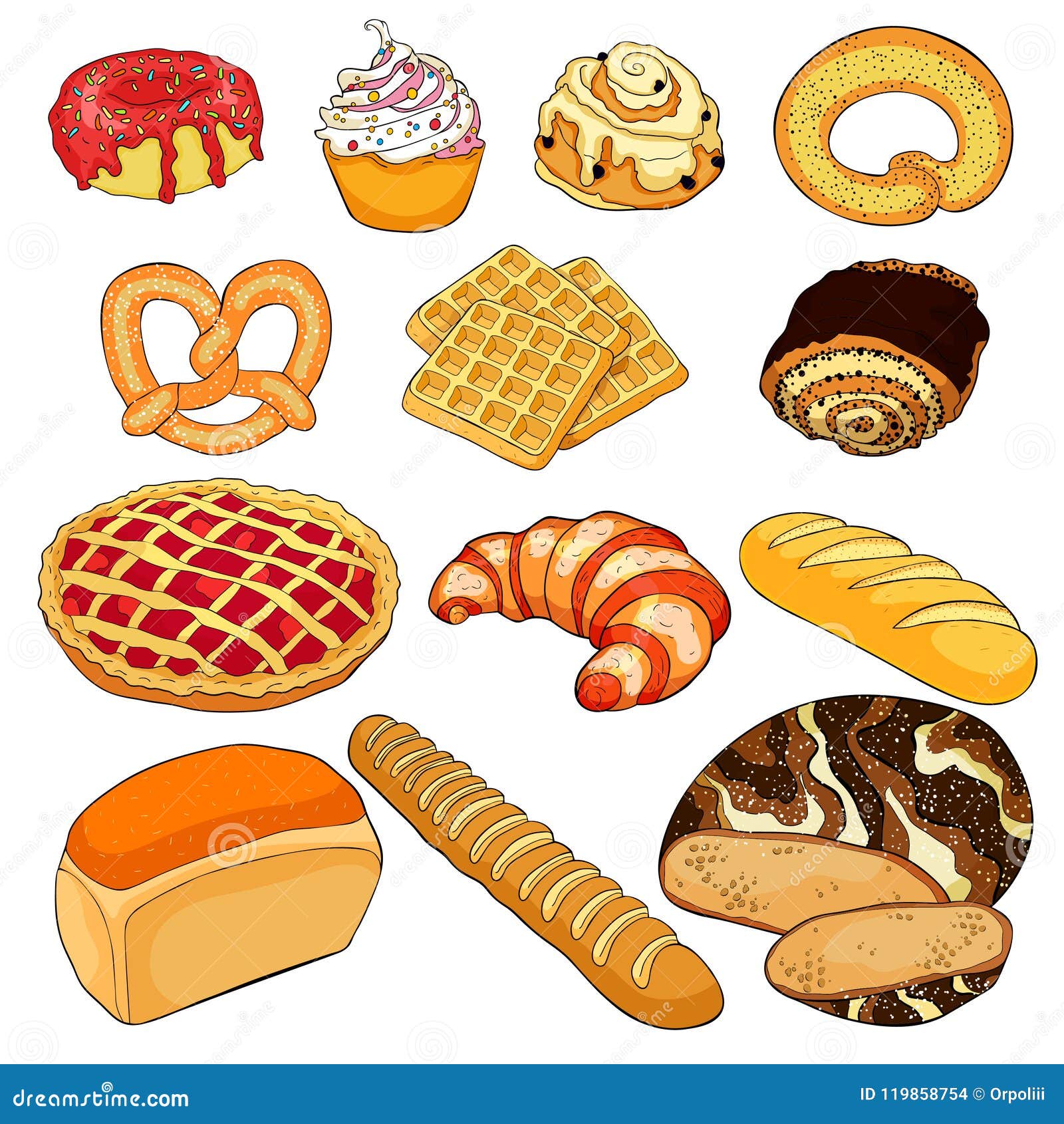 Bakery Products in the Assortment. Vector Illustration Stock Vector