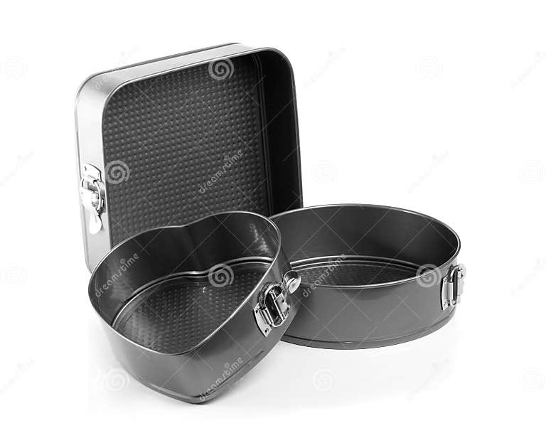 Set of baking tins stock image. Image of heart, utensil 12808213
