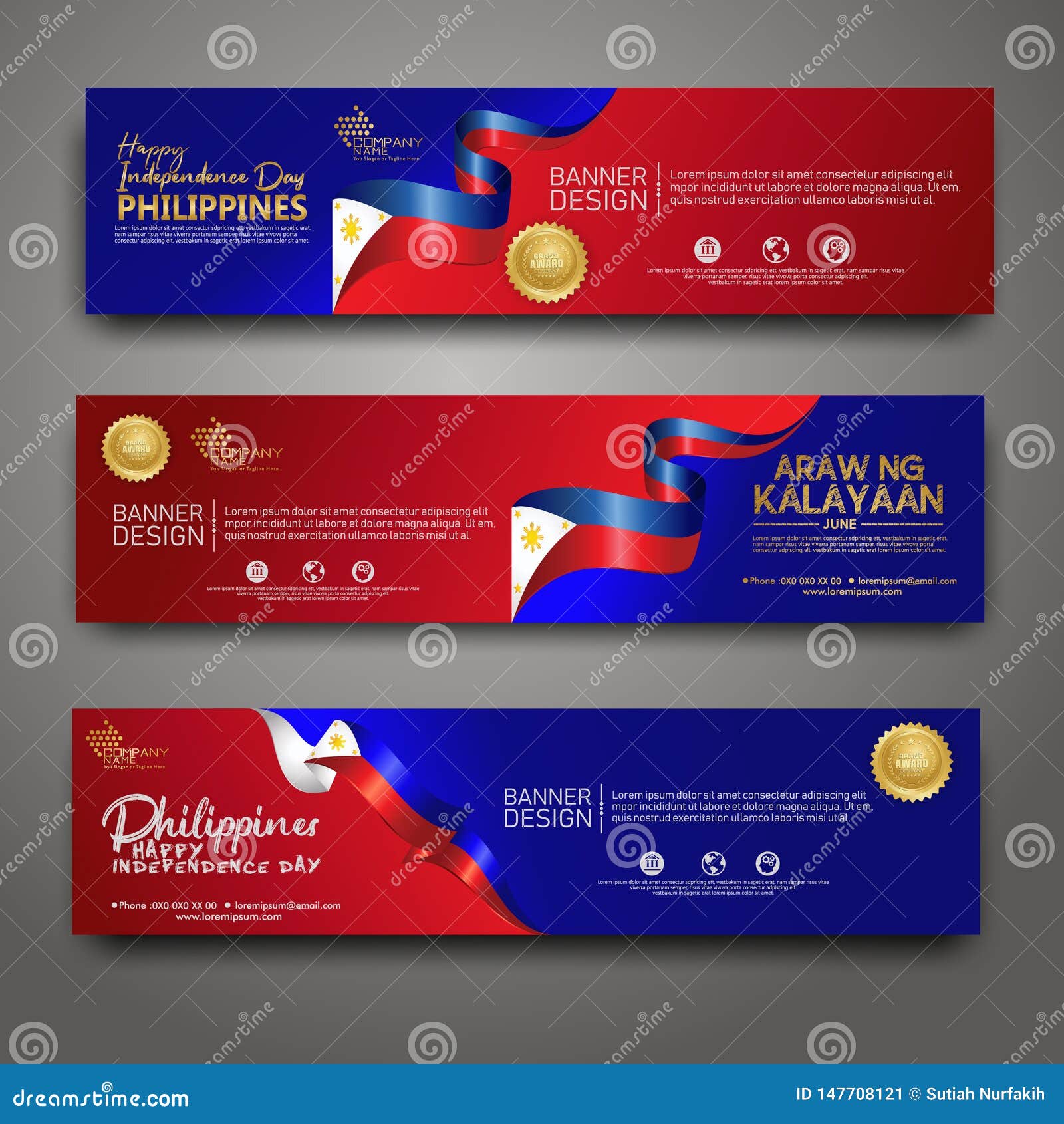 Set Banner Design Template. Happy Independence Day ...