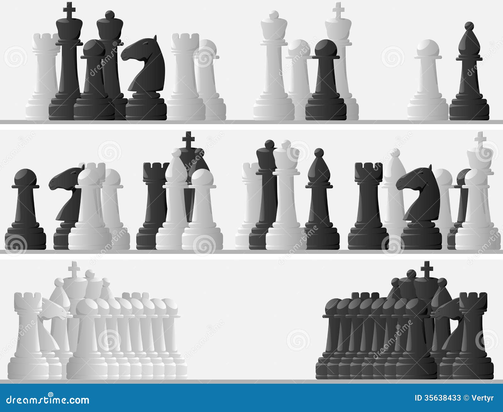 Set Banners Of Black And White Chess Pieces. Stock Photos ...