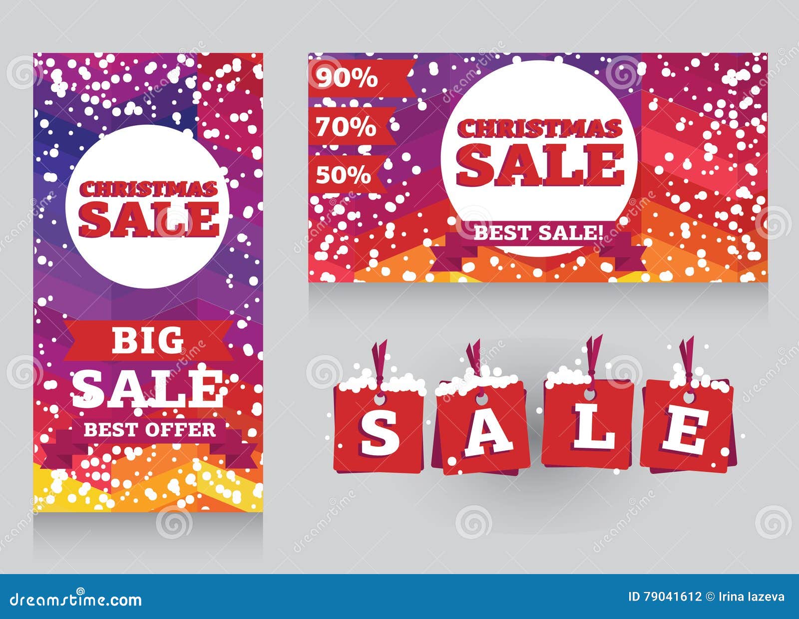 Set of Banners and Decorative Elements for Christmas Sales Stock Vector ...