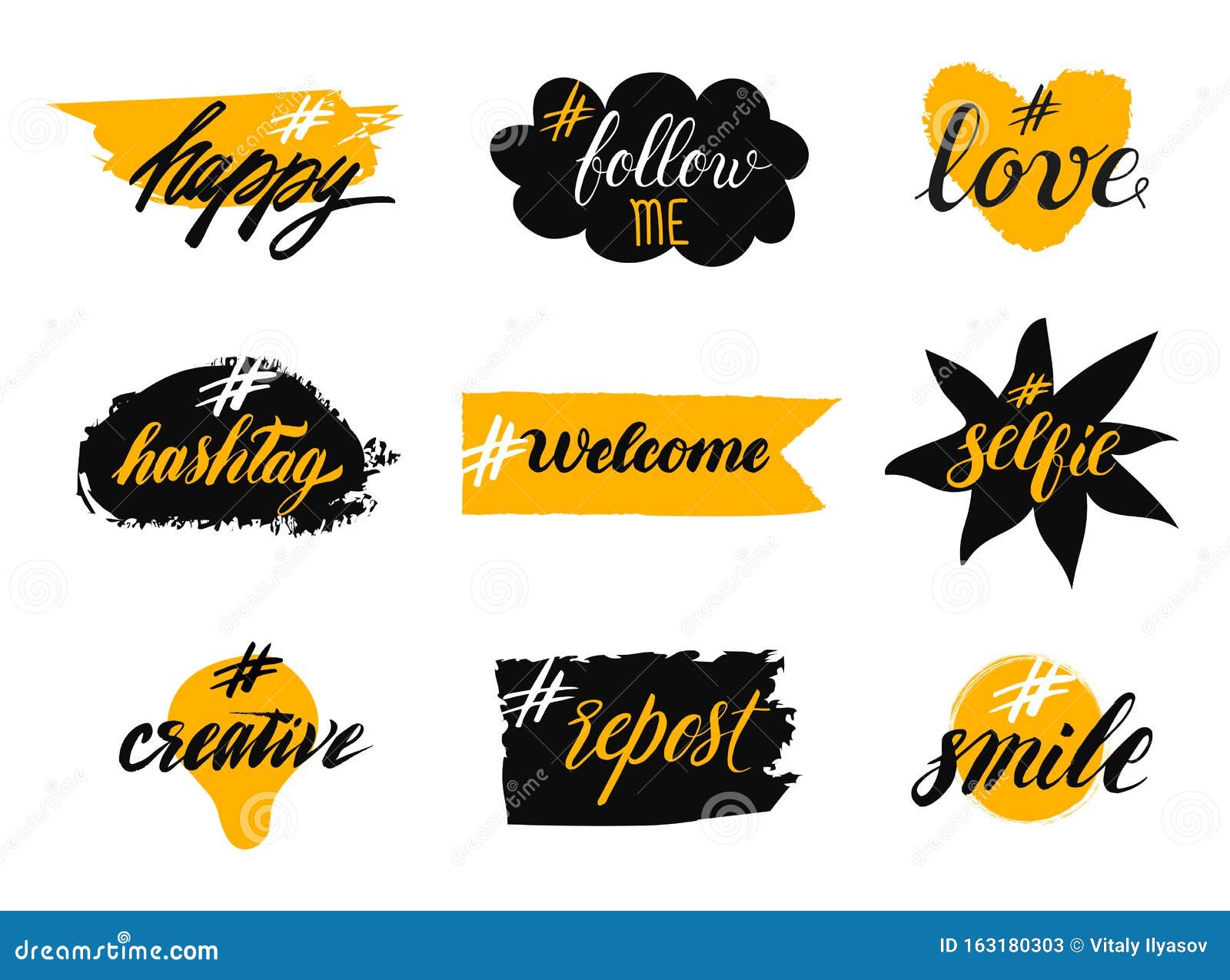 Set of Banners with Hashtags Stock Vector - Illustration of hashtag,  banners: 163180303