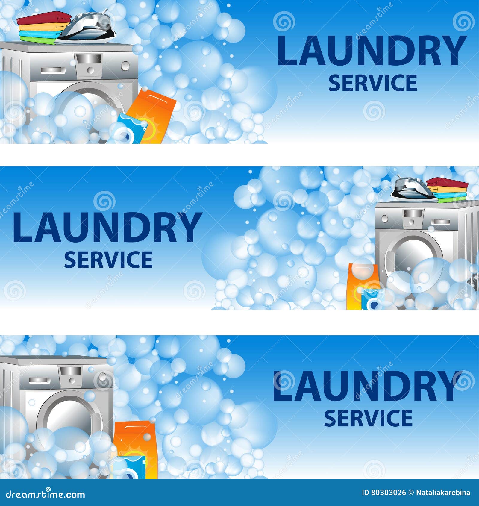 Set Banners Laundry Service. Poster Template for House Cleaning In Laundry Flyers Templates