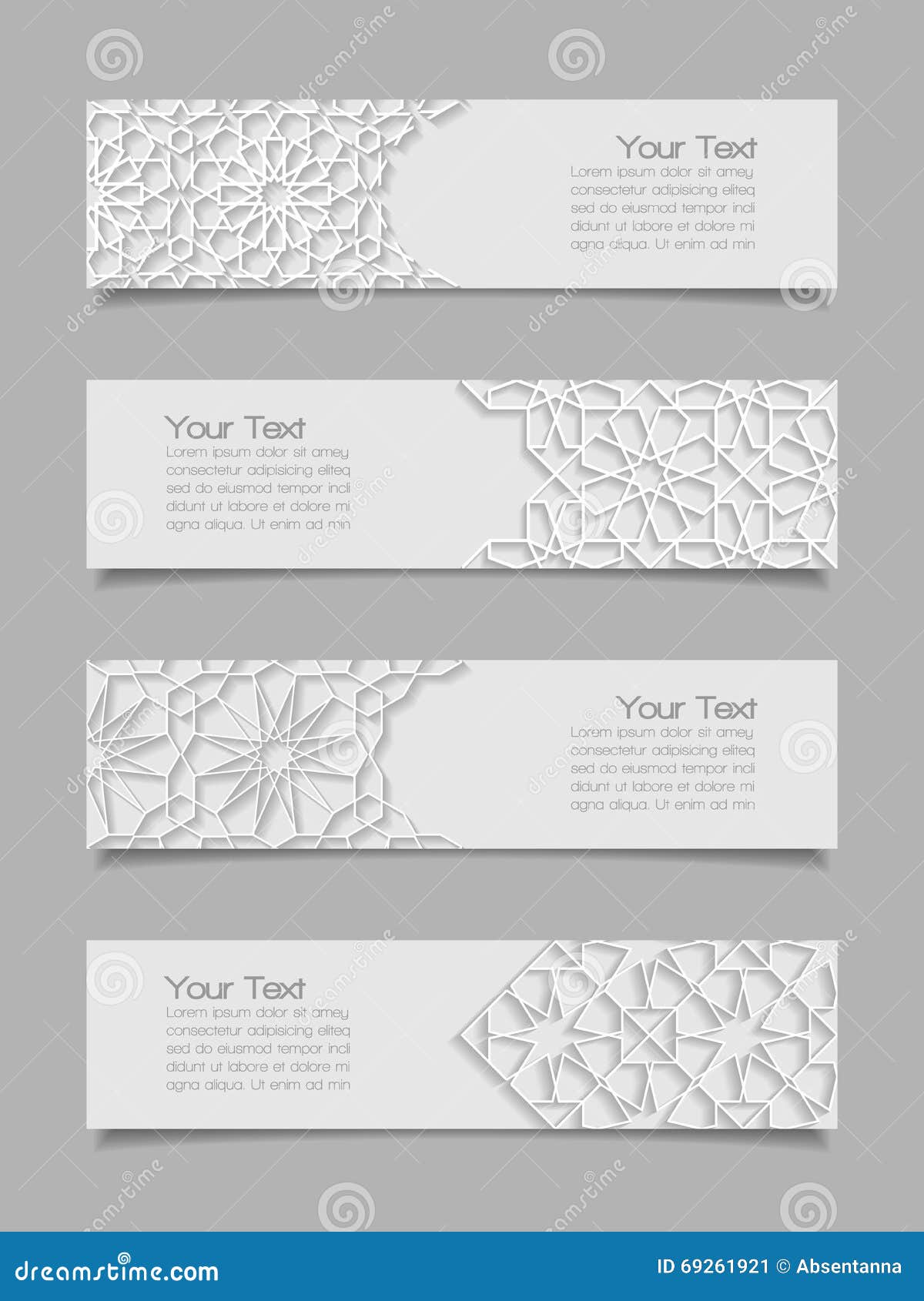 Set of Banners with Traditional Ornament Stock Vector Illustration of