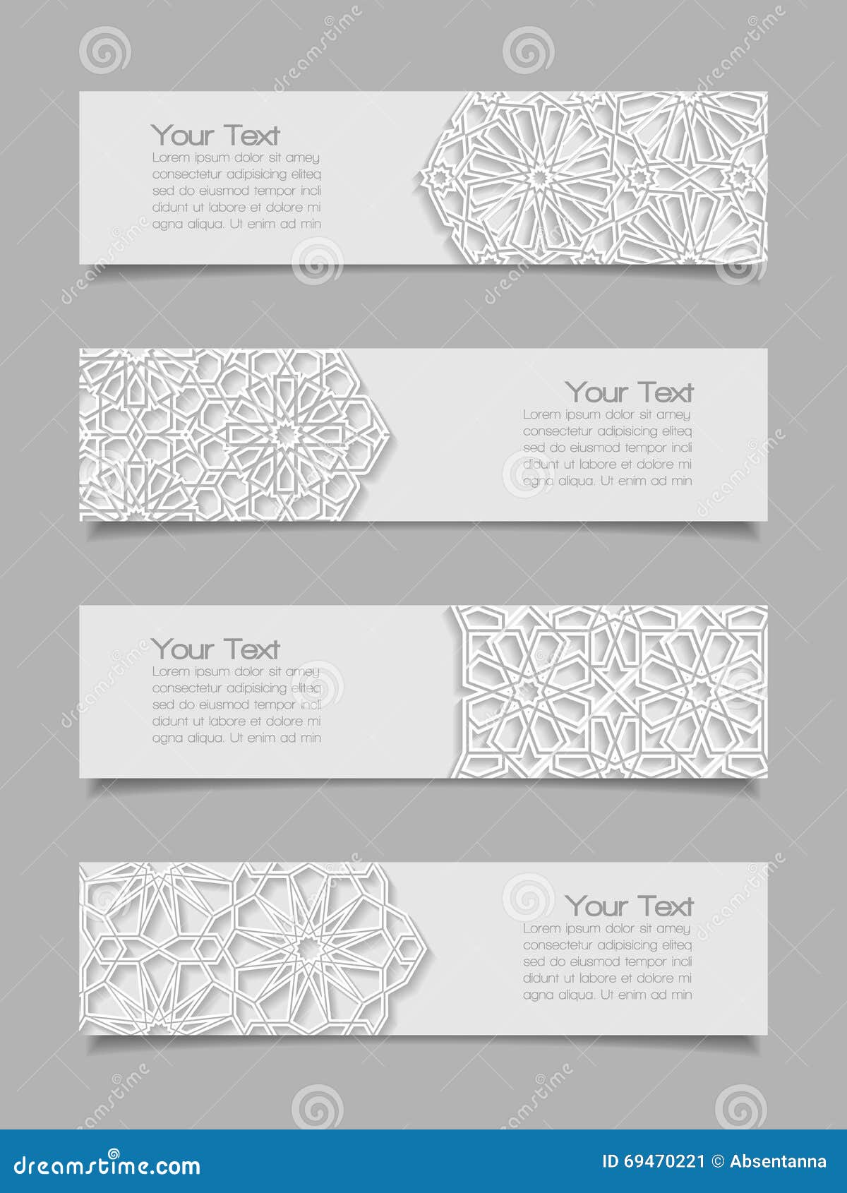 Set of Banners with Traditional Ornament Stock Vector Illustration of