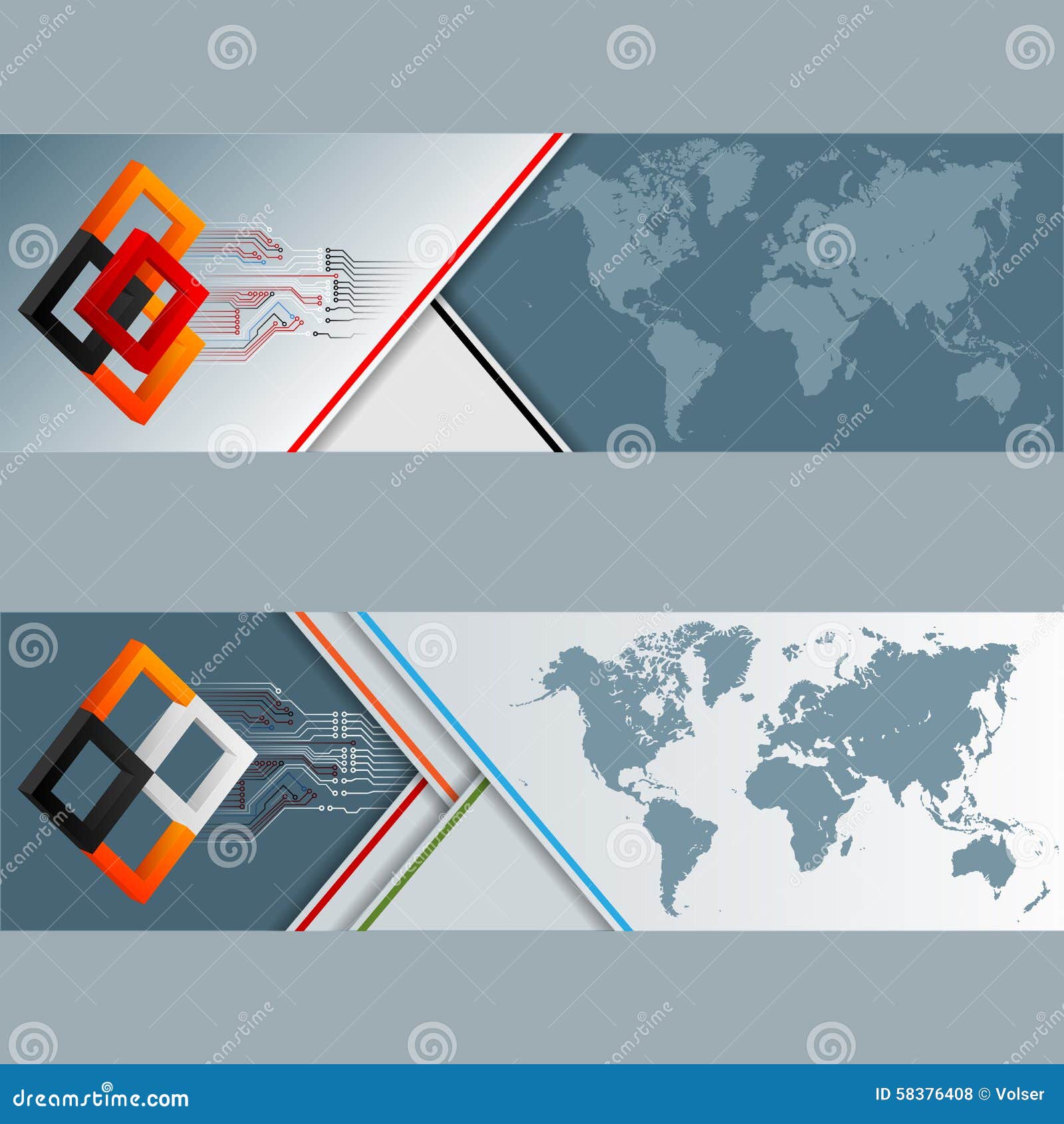 Set of Banners with World Map, Squares and Electronic Circuits Stock Vector  - Illustration of encryption, quality: 58376408, image size:1600x1690