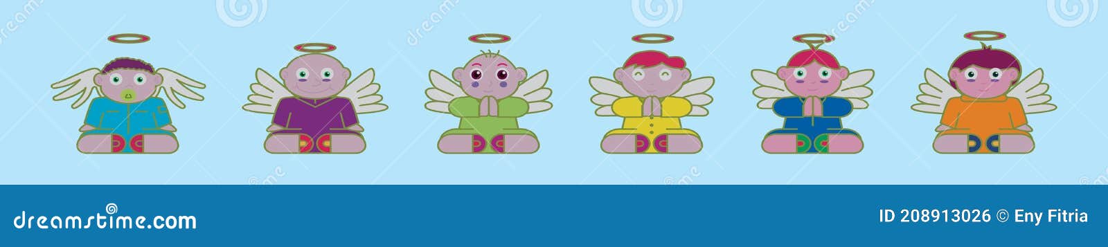 set of baptism cartoon icon  template with various models.    on blue background