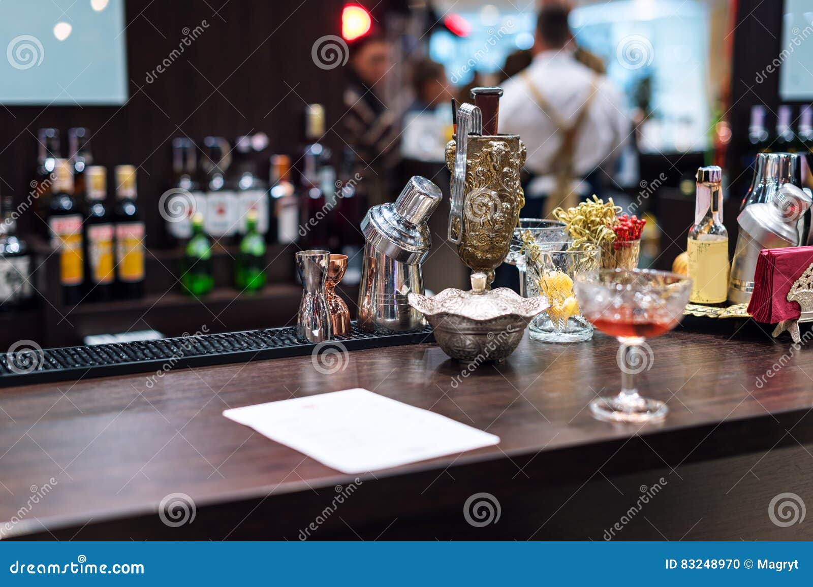 Set of Bar Accessories and Ingredients for Making a Cocktails on