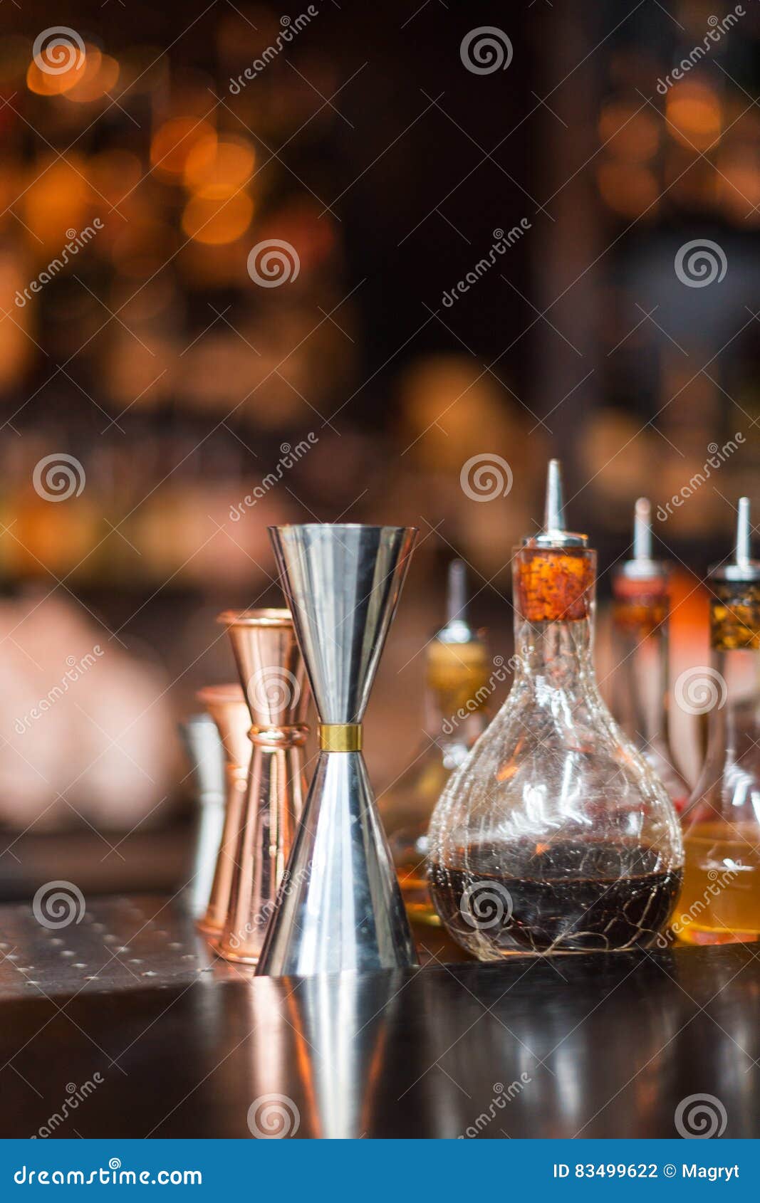 Set of Bar Accessories and Ingredients for Making a Cocktails on