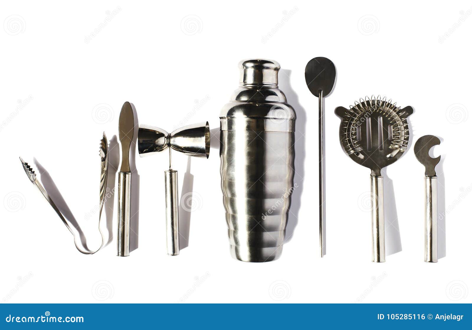 Set of Bar Tools for Making a Cocktails Isolated on White Background
