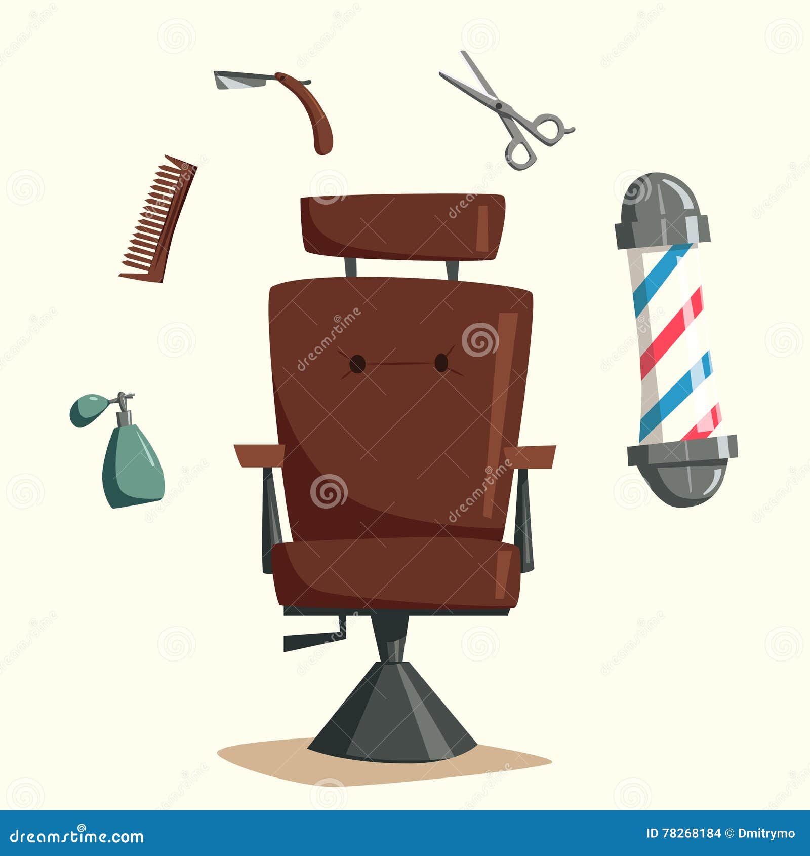 Set of Barber Shop Tools. Cartoon Vector Illustration Stock Vector -  Illustration of beard, classic: 78268184