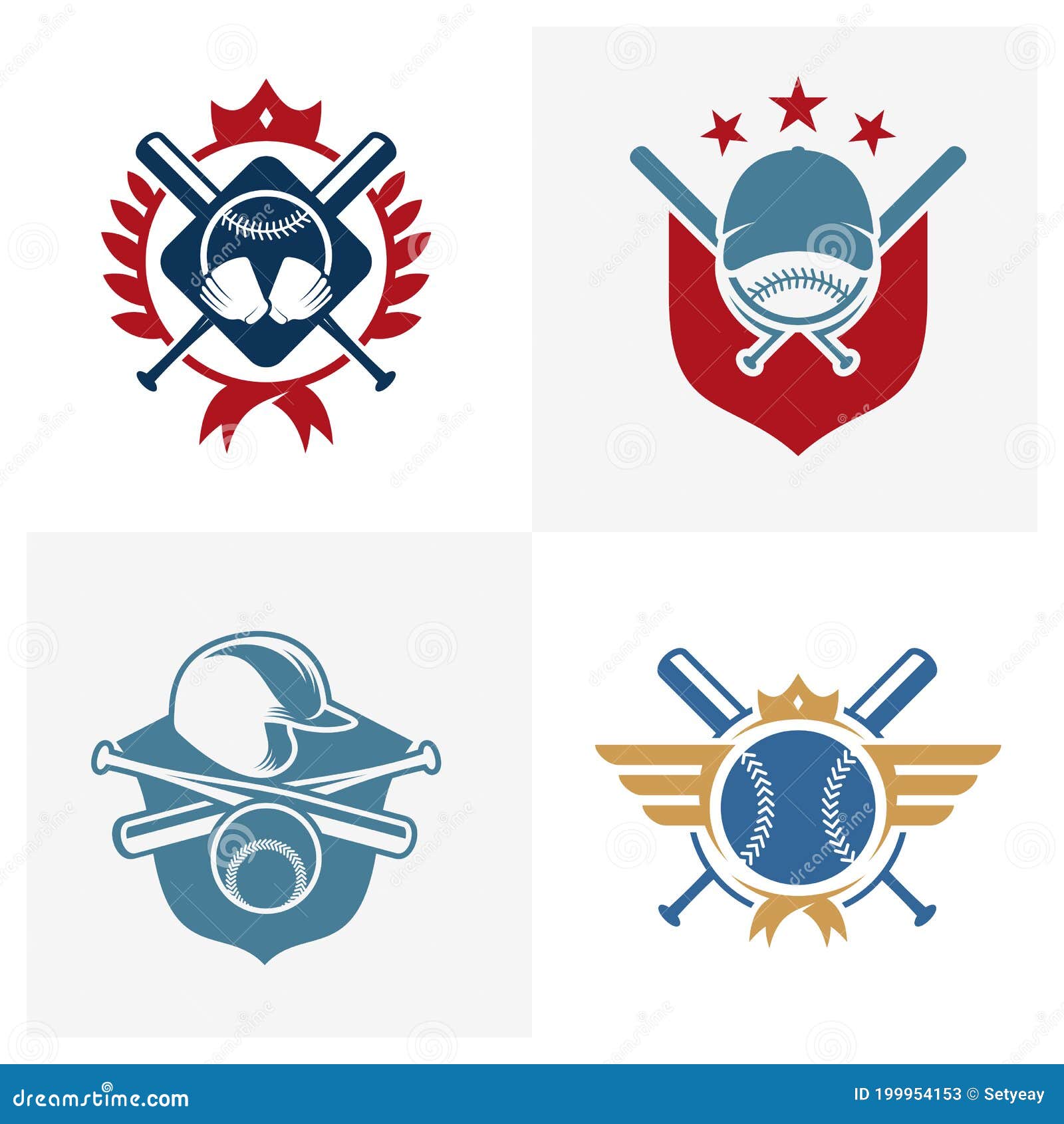 Set of Baseball Emblem Design Vector, Baseball Logo Design Template