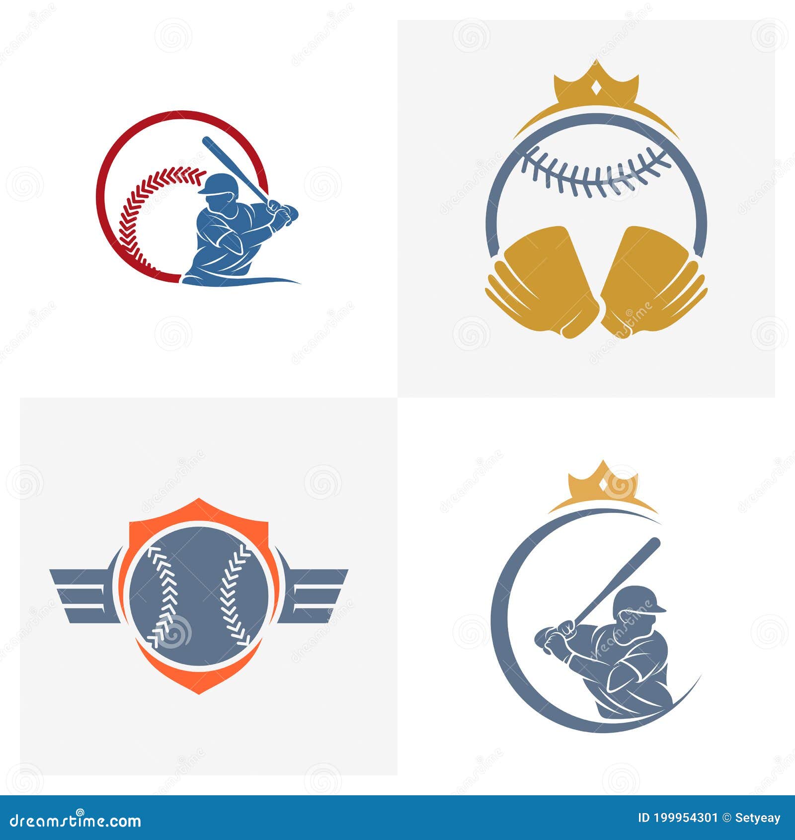 Set of Baseball Emblem Design Vector, Baseball Logo Design Template