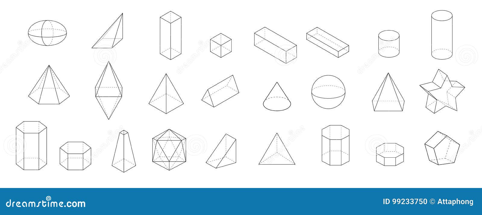 set of basic 3d geometric s. geometric solids  on a white background.