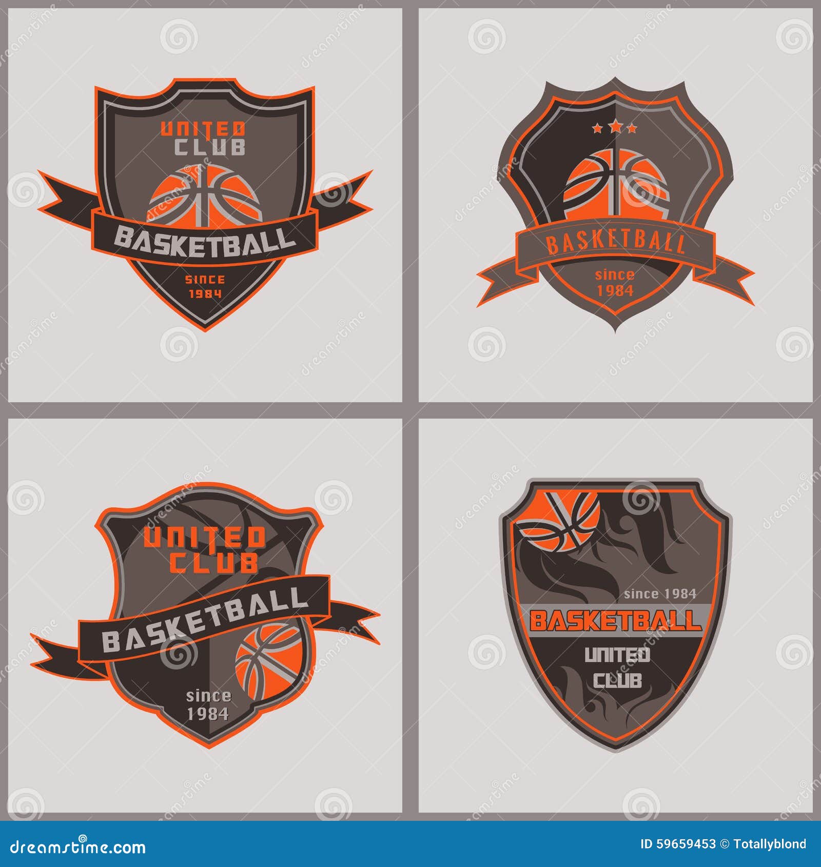 Set Of Basketball Badge Logo Templates Stock Vector - Image: 59659453