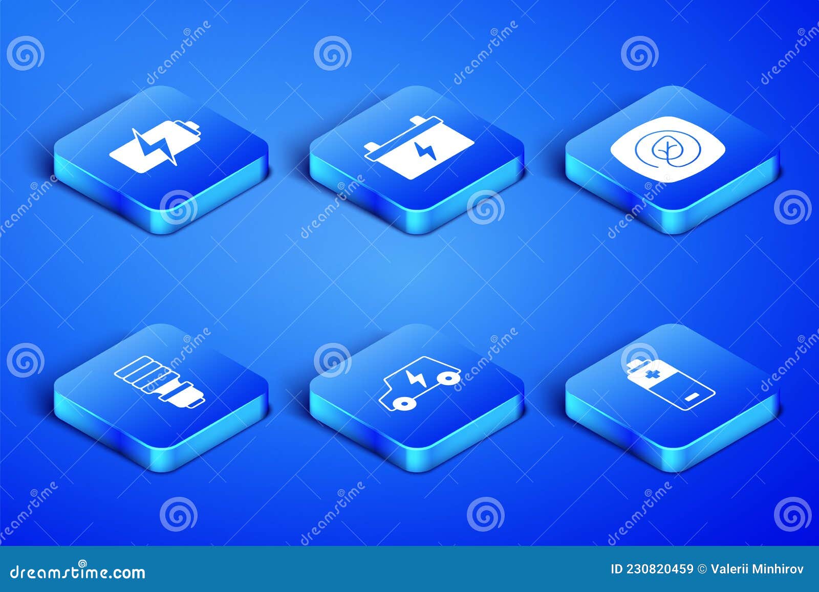 Set Battery, Electric Car, LED Light Bulb, Car Battery and Location