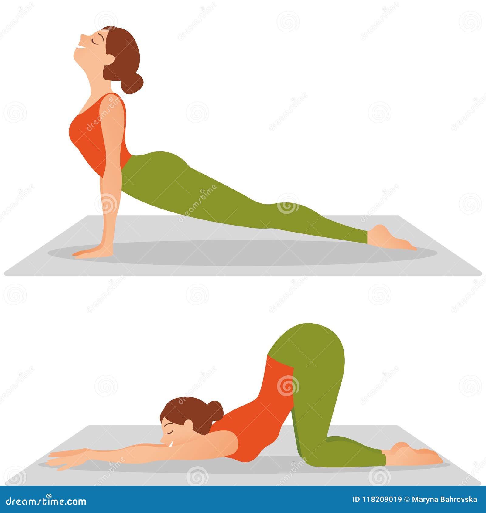 Set With Beautiful Girl Exercising Various Different Yoga Poses Training Stock Vector Illustration Of Healthy Body 118209019