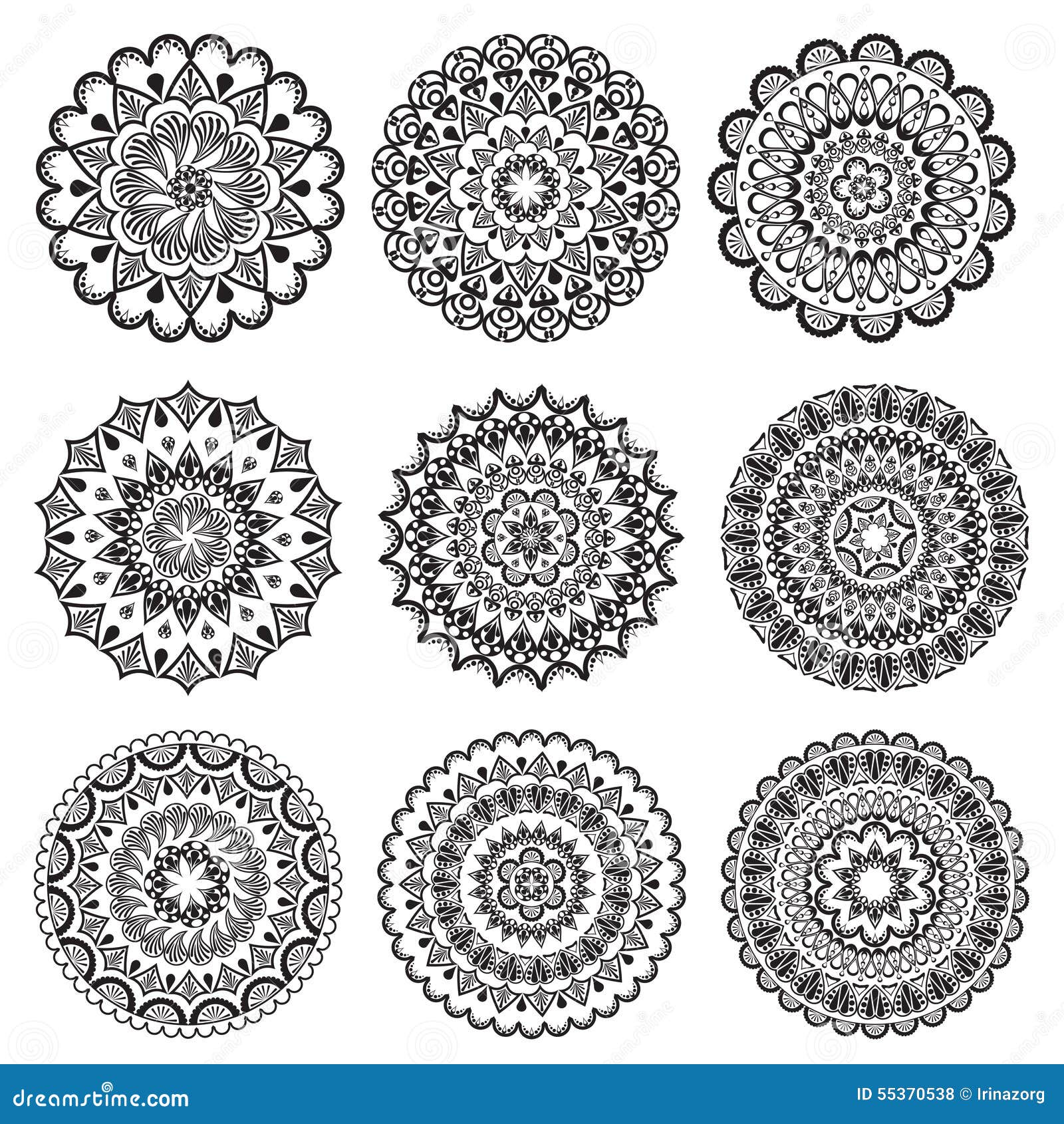 a set of beautiful mandalas and lace circles