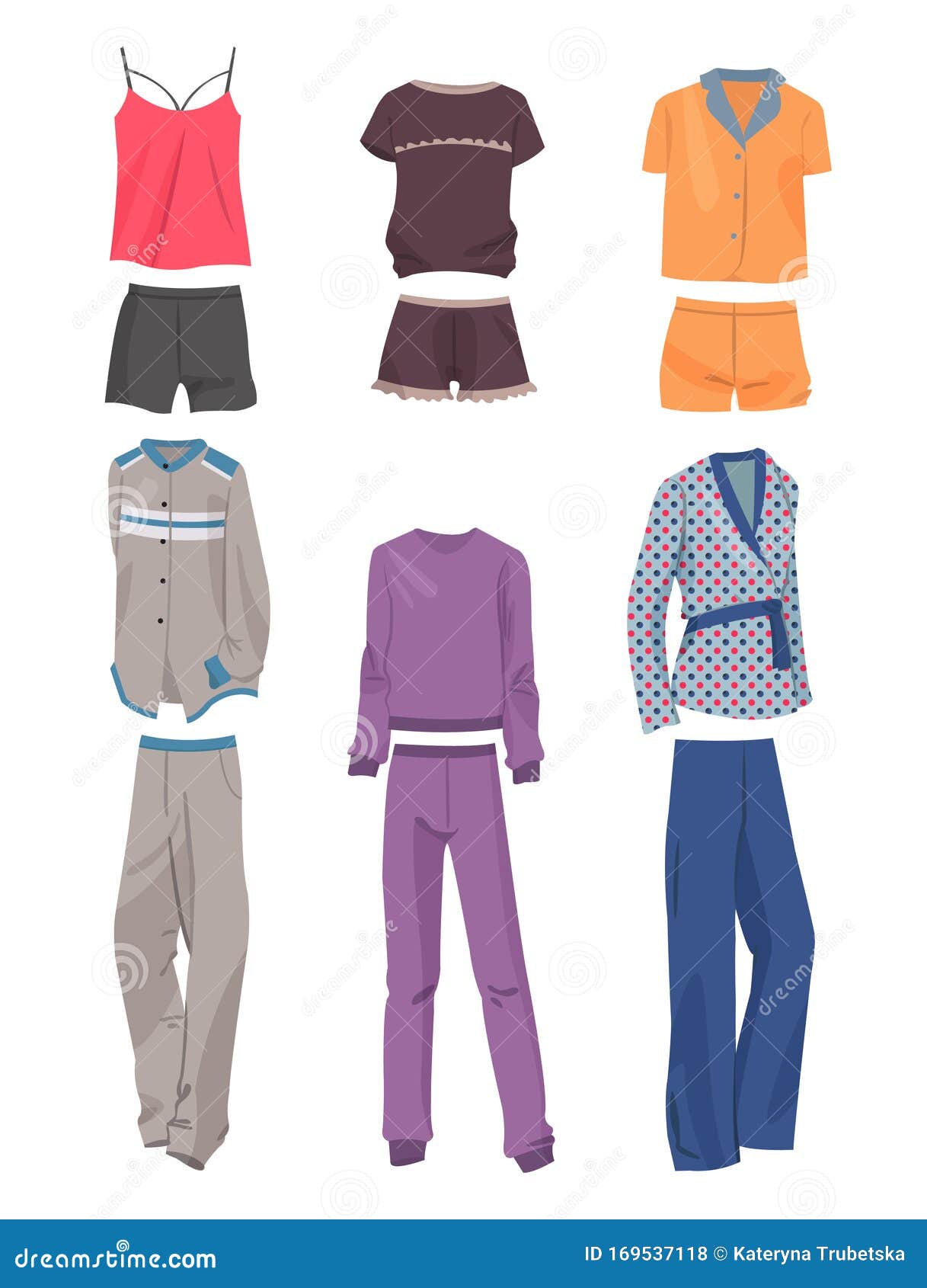 Set of Beautiful Pajamas for Women Stock Vector - Illustration of shirt ...