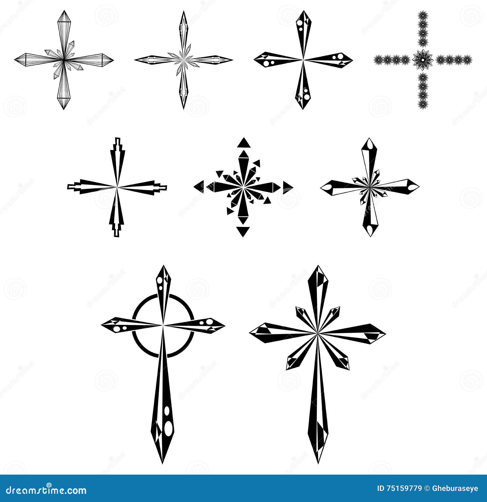 Set of Beautiful Stylized Crosses Stock Vector - Illustration of ...