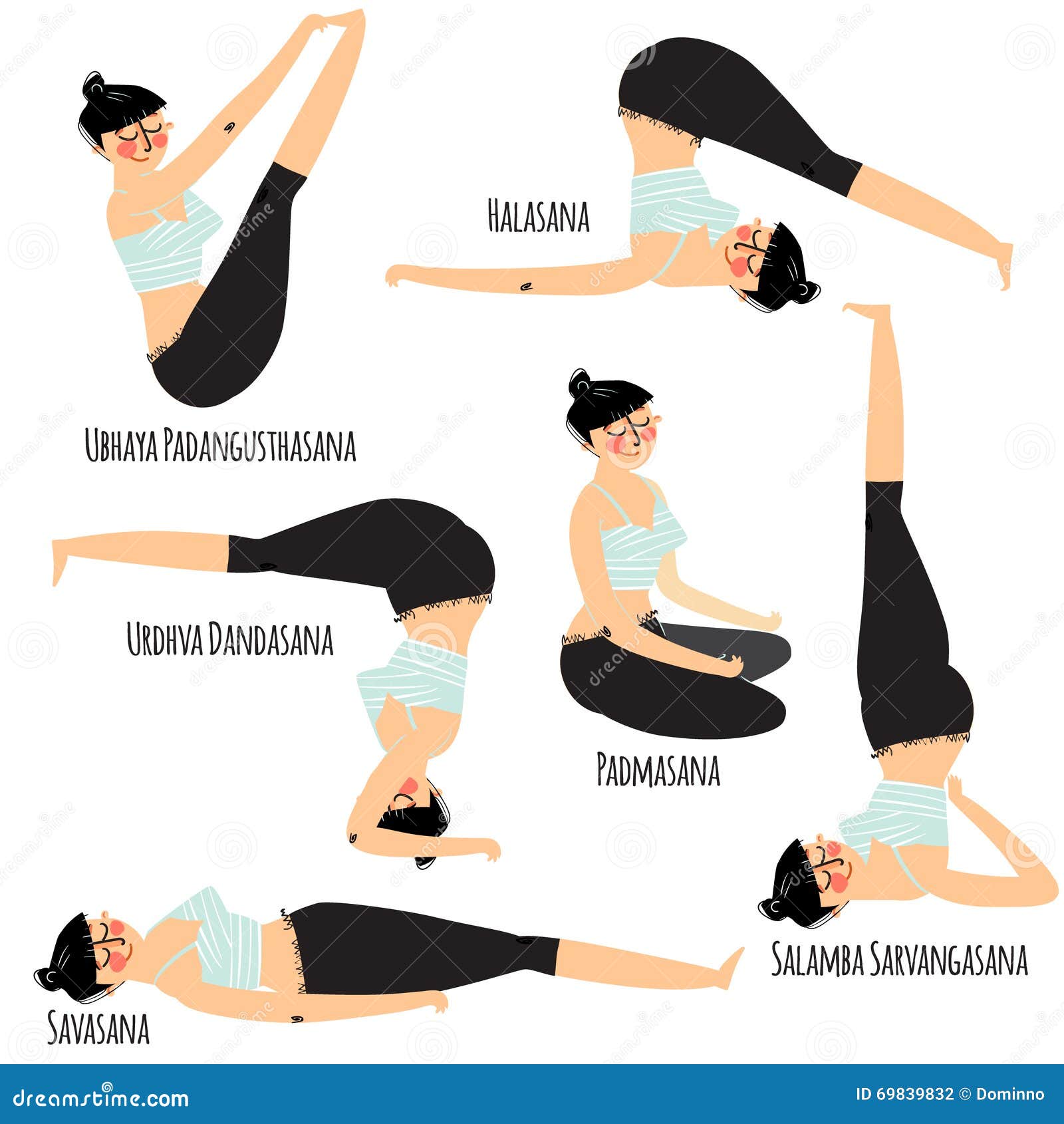 Set of girl in different yoga poses. Character - Stock Illustration  [75139501] - PIXTA