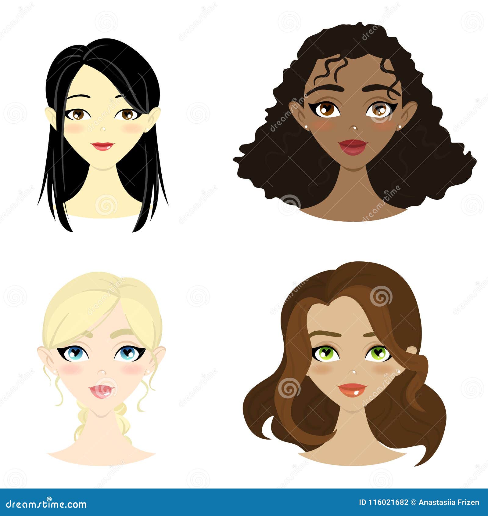 Set of Beautiful Women of Different Nation. Stock Vector - Illustration ...