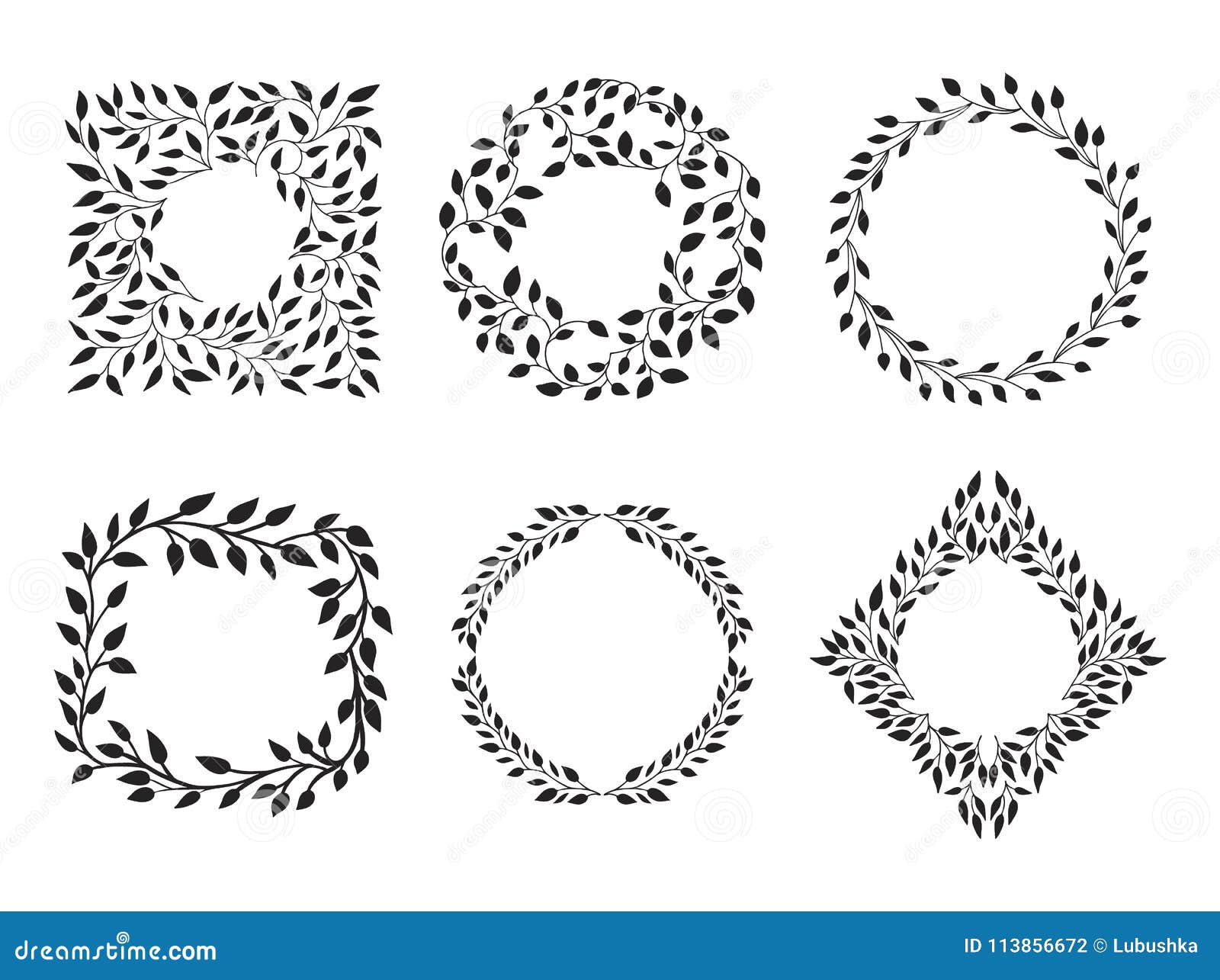 Download Set Of Beautiful Wreath And Frames Stock Vector ...