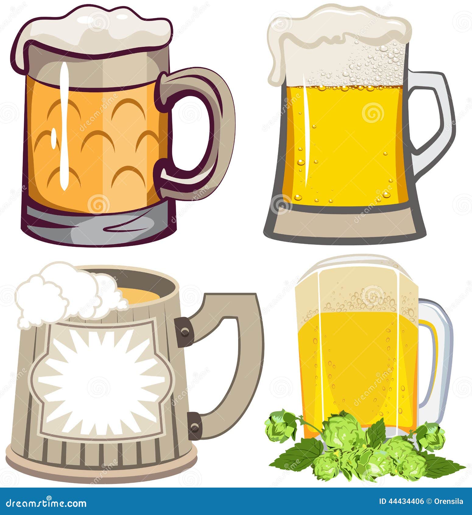 Set of beer mugs stock vector. Illustration of alcohol 44434406