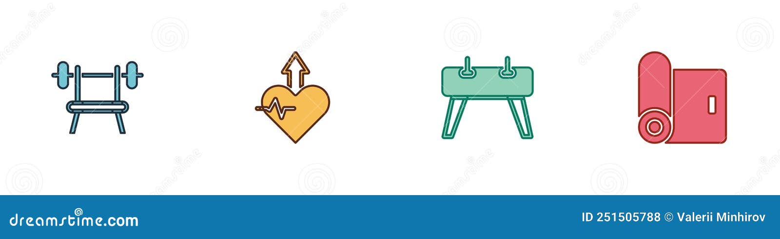 Vetores de Definir Cavalo Pommel Relógio Inteligente Com Coração