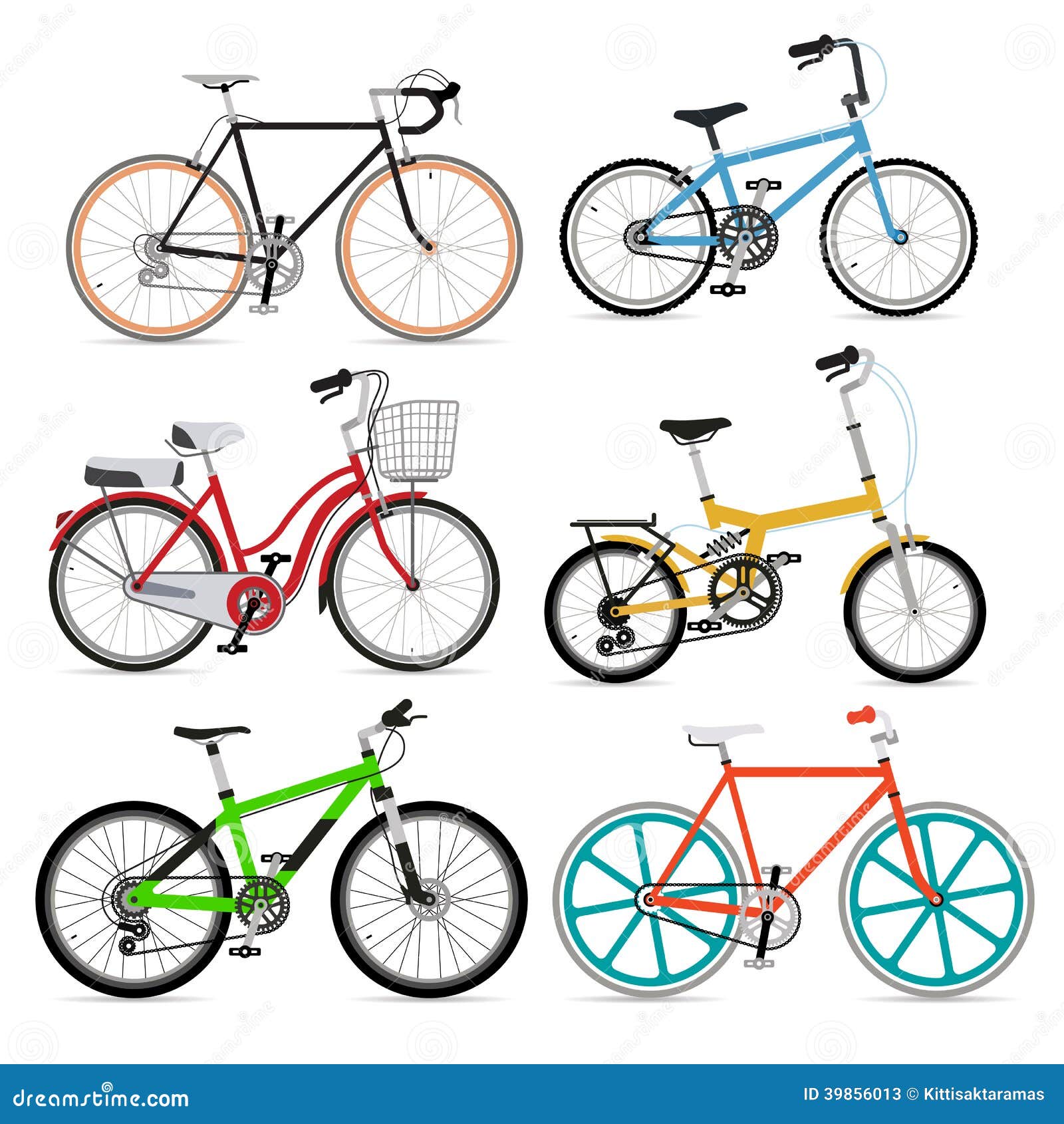 Set Of Bicycle Symbol Icons. Cartoon Vector 39856013