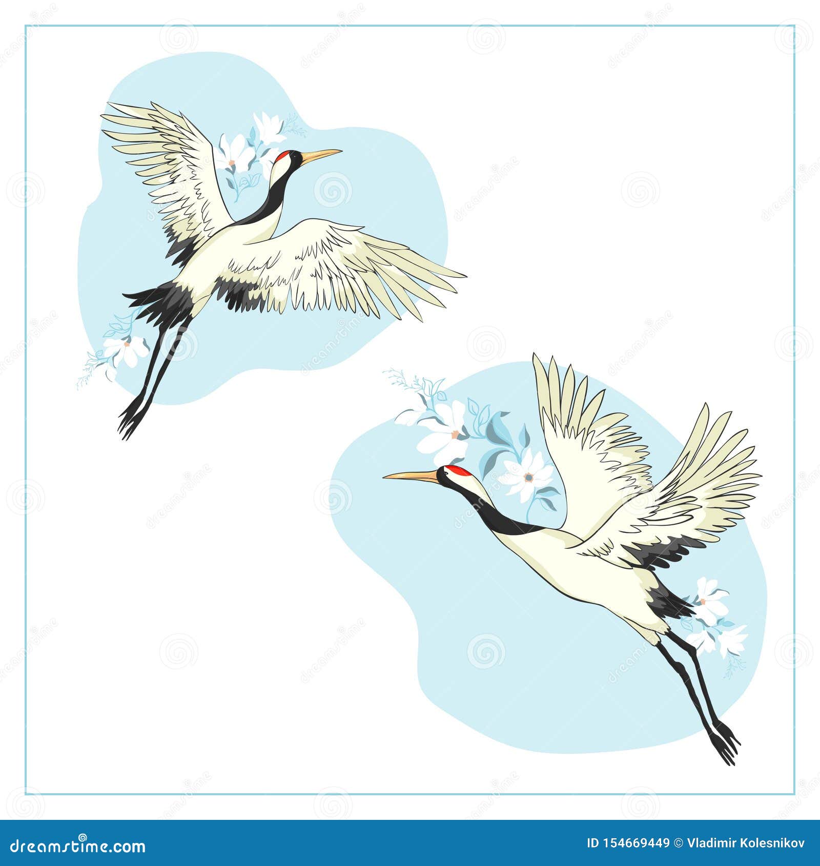Set of Birds. Crane, Stork, Heron. Vector. Stock Vector - Illustration ...