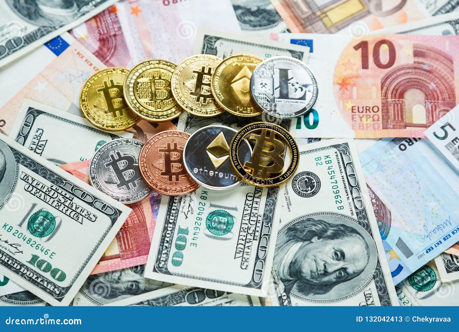 Set Of Bitcoin Litcoin!    Ethereum Crypto Currency On Real Money - 