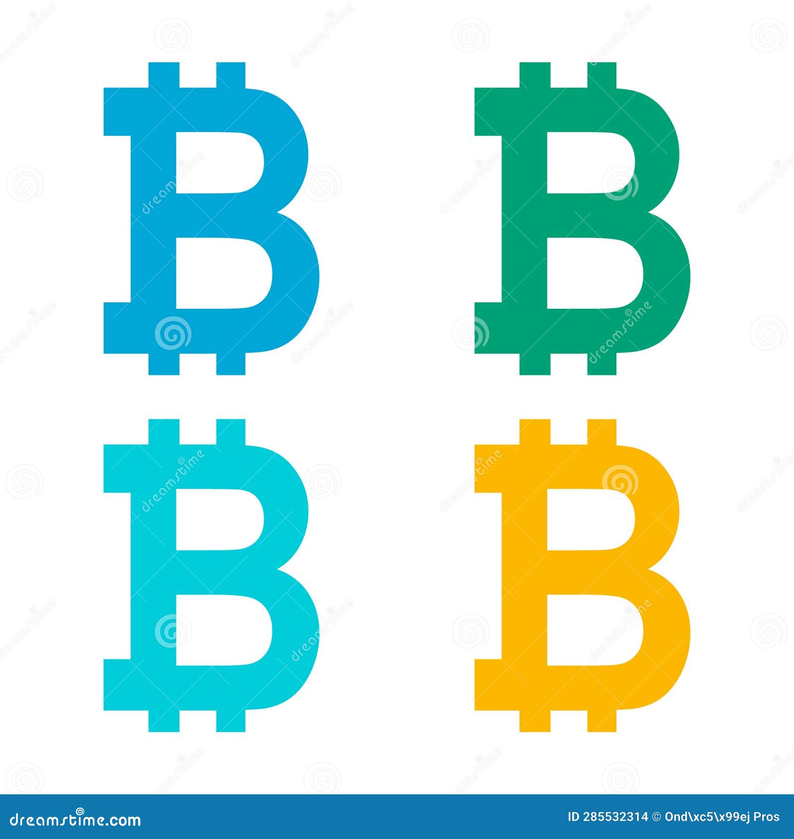 Set of Bitcoin Web Coin, Electronic Crypto Design Symbol