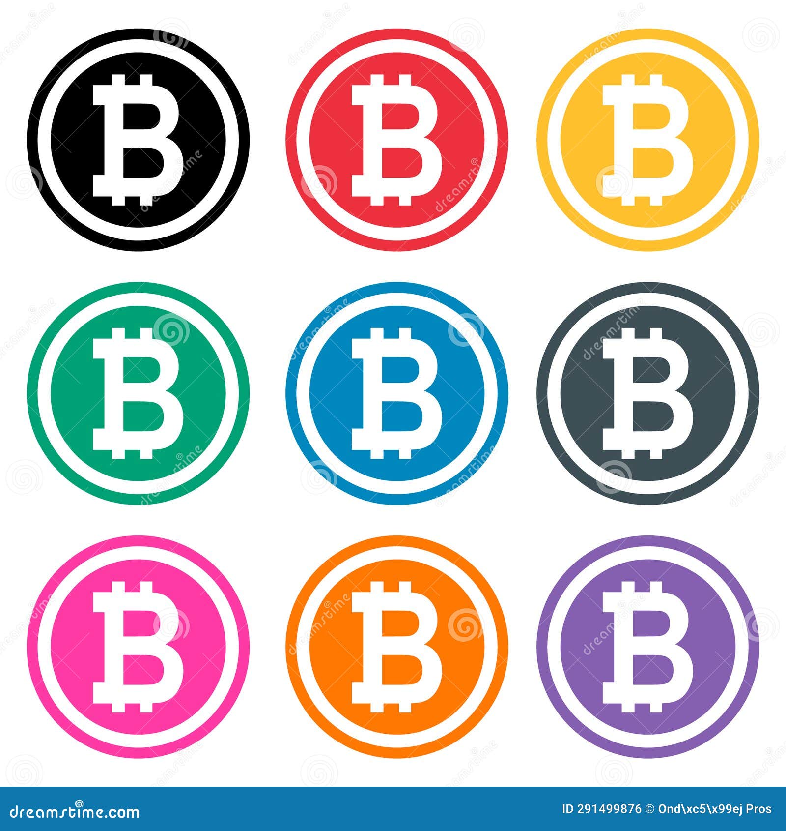 Set of Bitcoin Web Coin, Internet Electronic Crypto Design Symbol, Digital  Pay Vector Illustration Stock Vector - Illustration of design, payment:  291499876