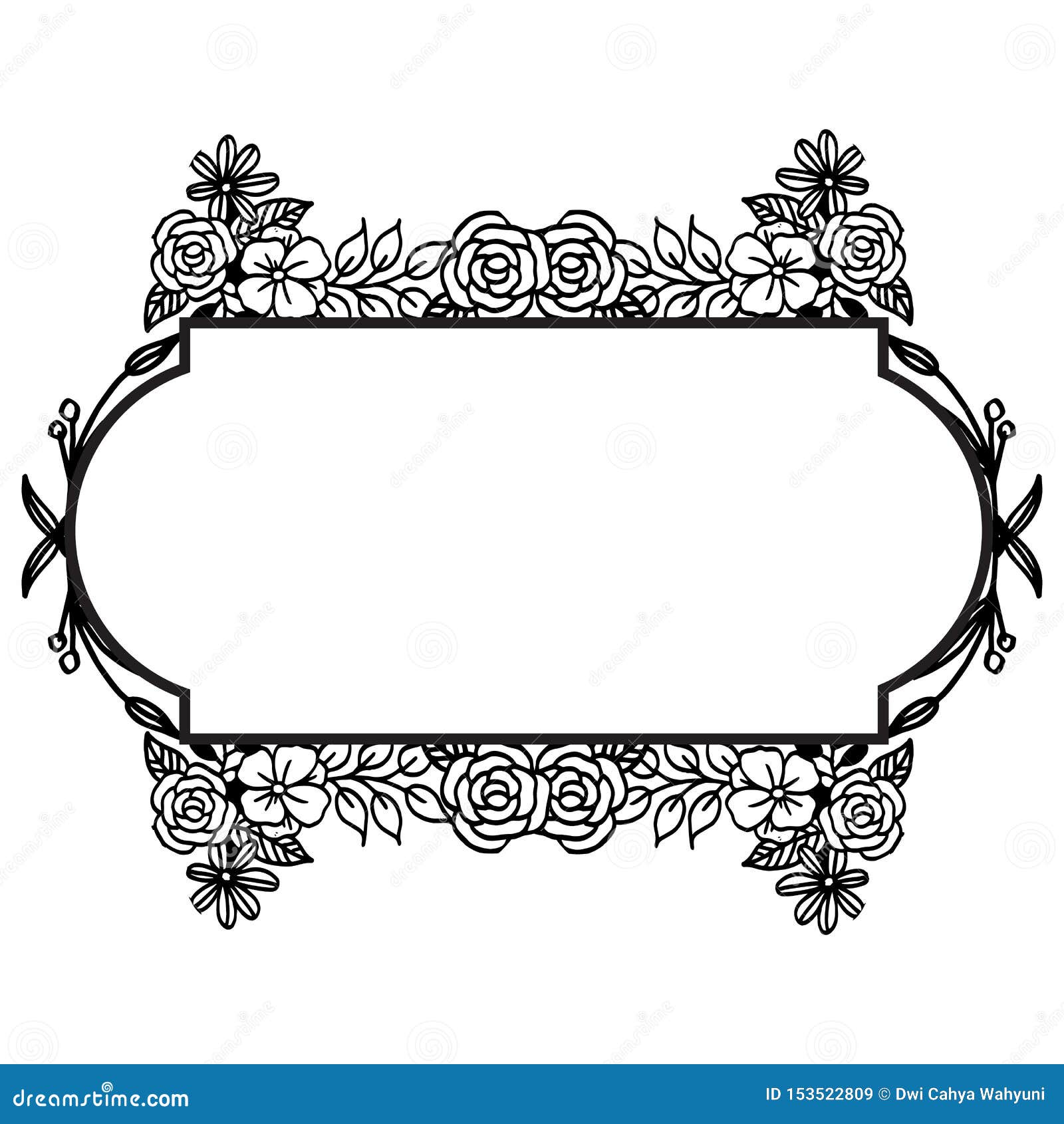 Set Black Borders on the White Background, for Decorative of Beautiful and  Unique Floral Frame. Vector Stock Vector - Illustration of design, cute:  153522809