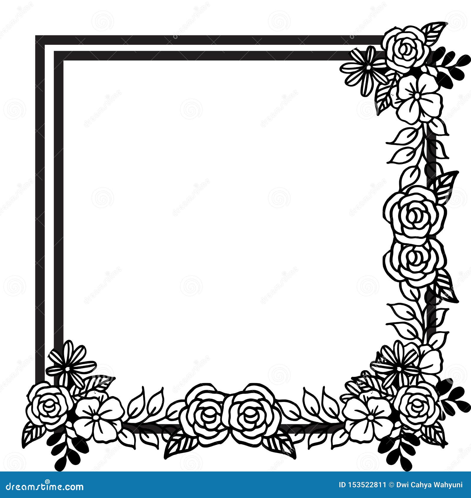 Set Black Borders on the White Background, for Decorative of Beautiful and  Unique Floral Frame. Vector Stock Vector - Illustration of graphic, decor:  153522811