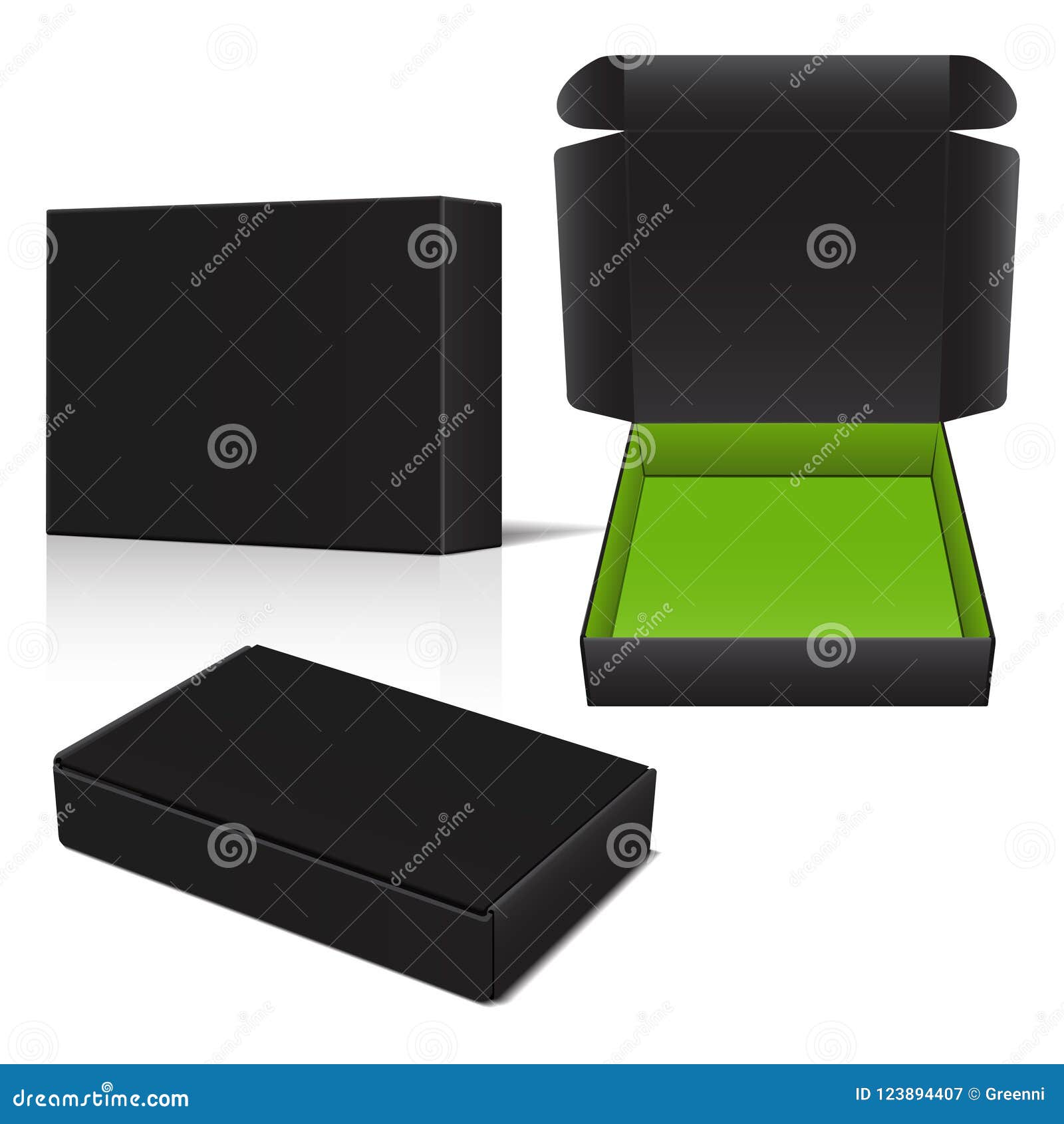 set of black cardboard box.  package for software, electronic device and other products. realistic 