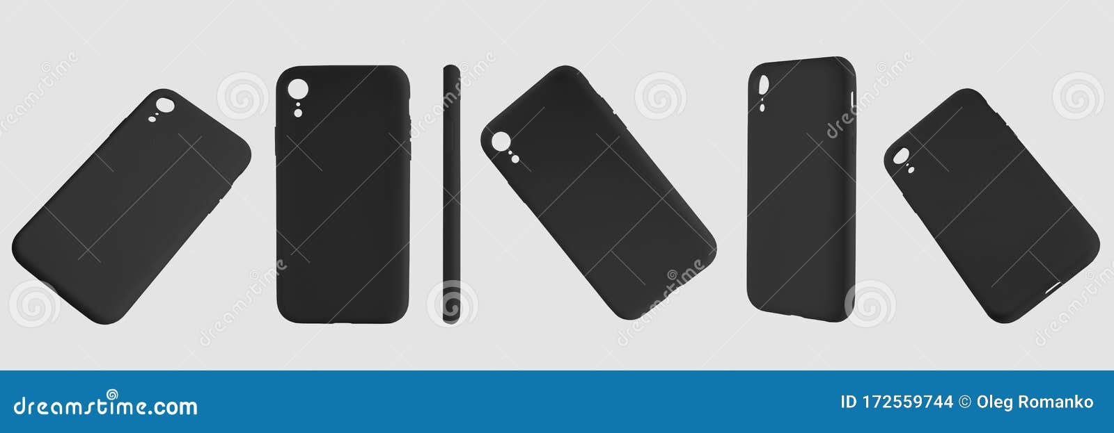 Set of Black Cases on a Smartphone Isolated on a White Background. Mockup  of Plastic Covers on a Cell for Advertising in an Online Stock Photo -  Image of collection, design: 172559744