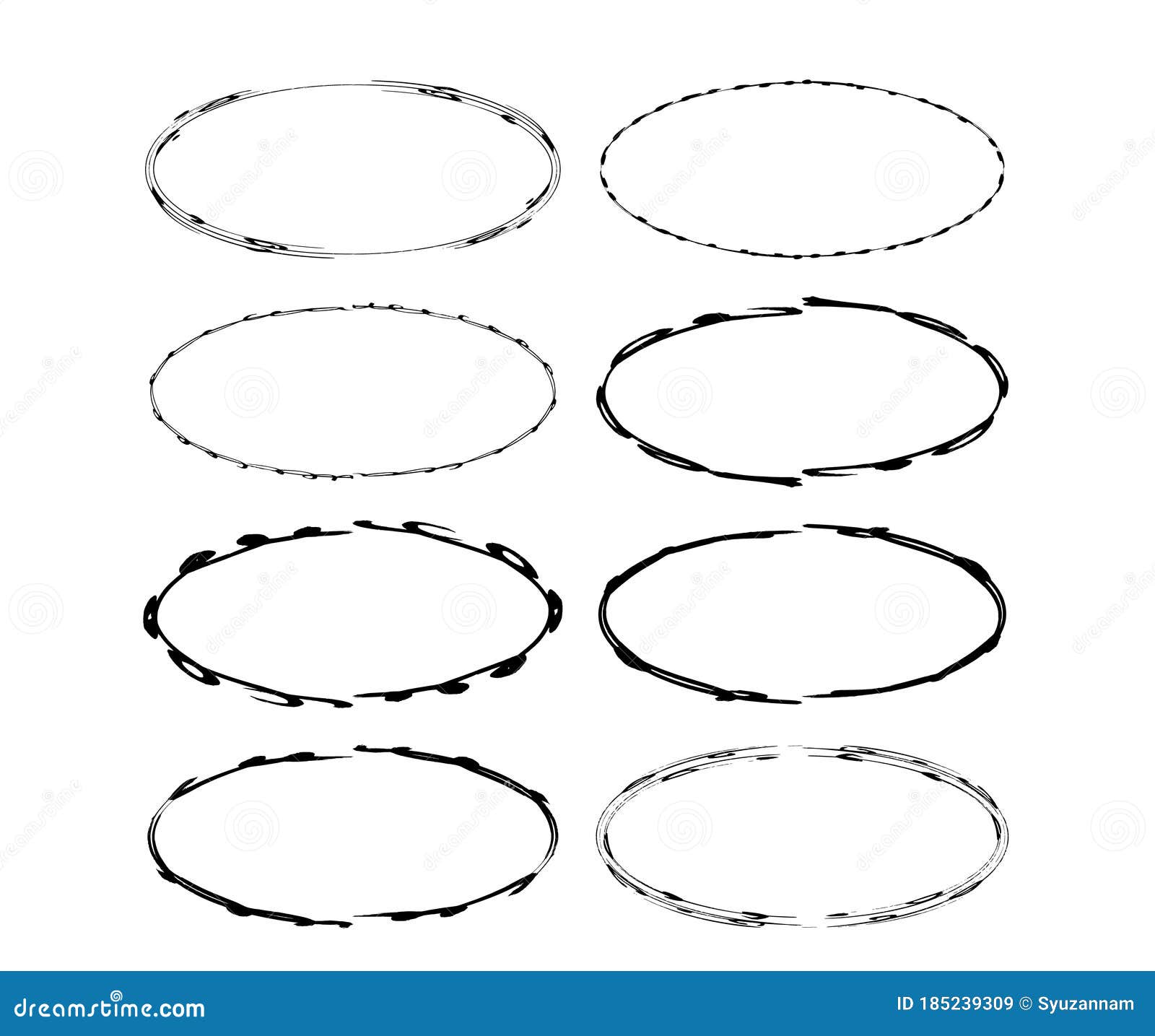 set of black circle  grunge frames