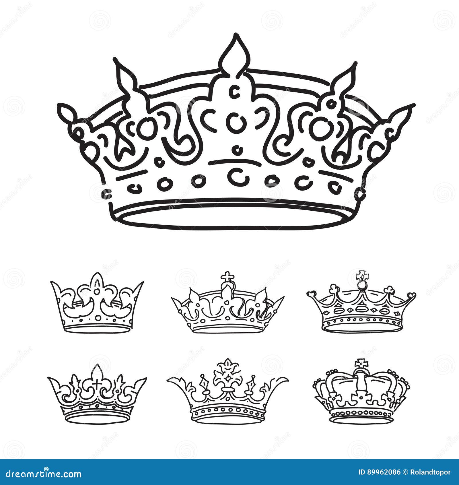 Set of black crowns. stock vector. Illustration of icon - 89962086