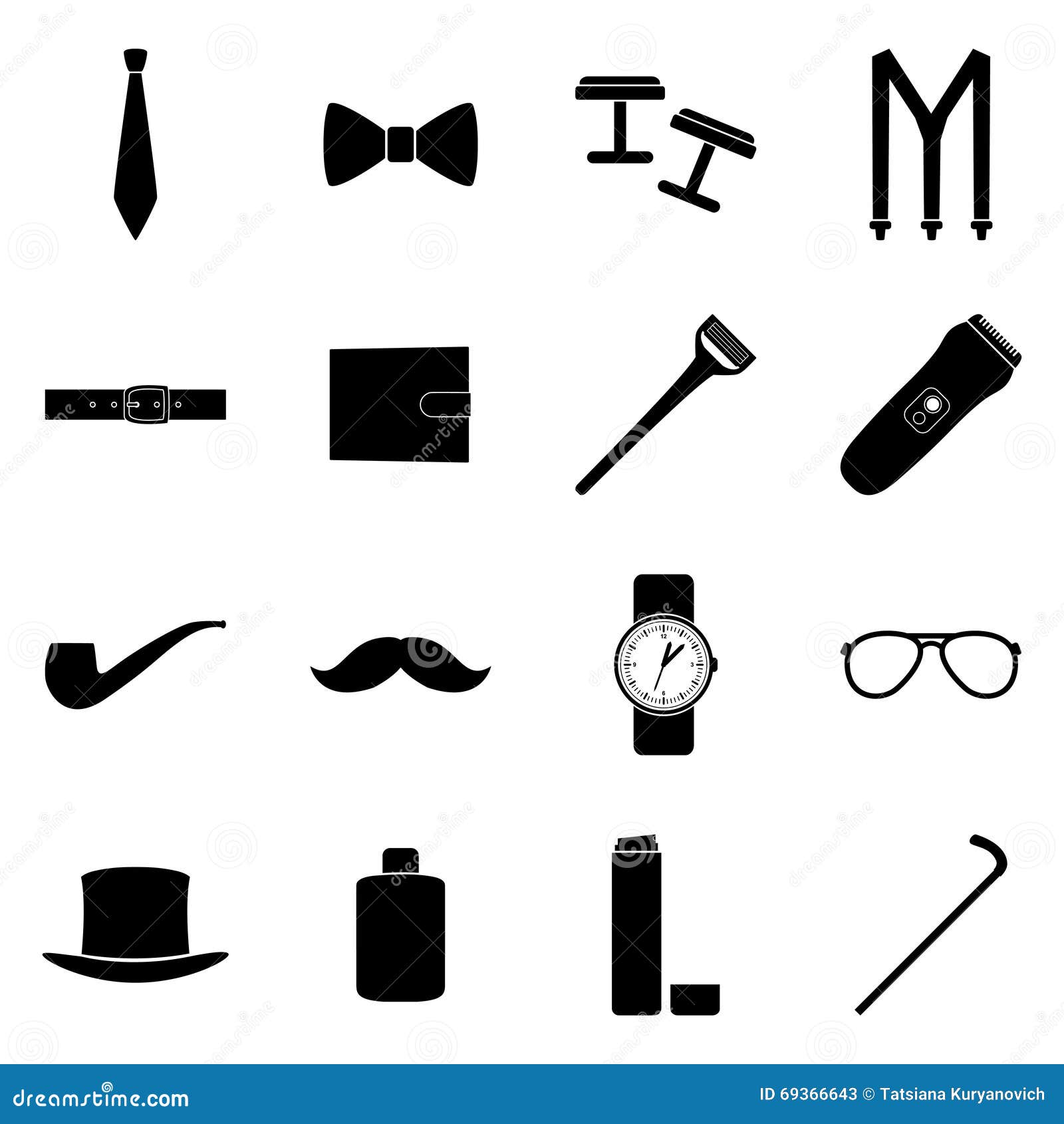 Set of Black Icons of Men S Accessories, Illustration Stock Vector Illustration of accessories