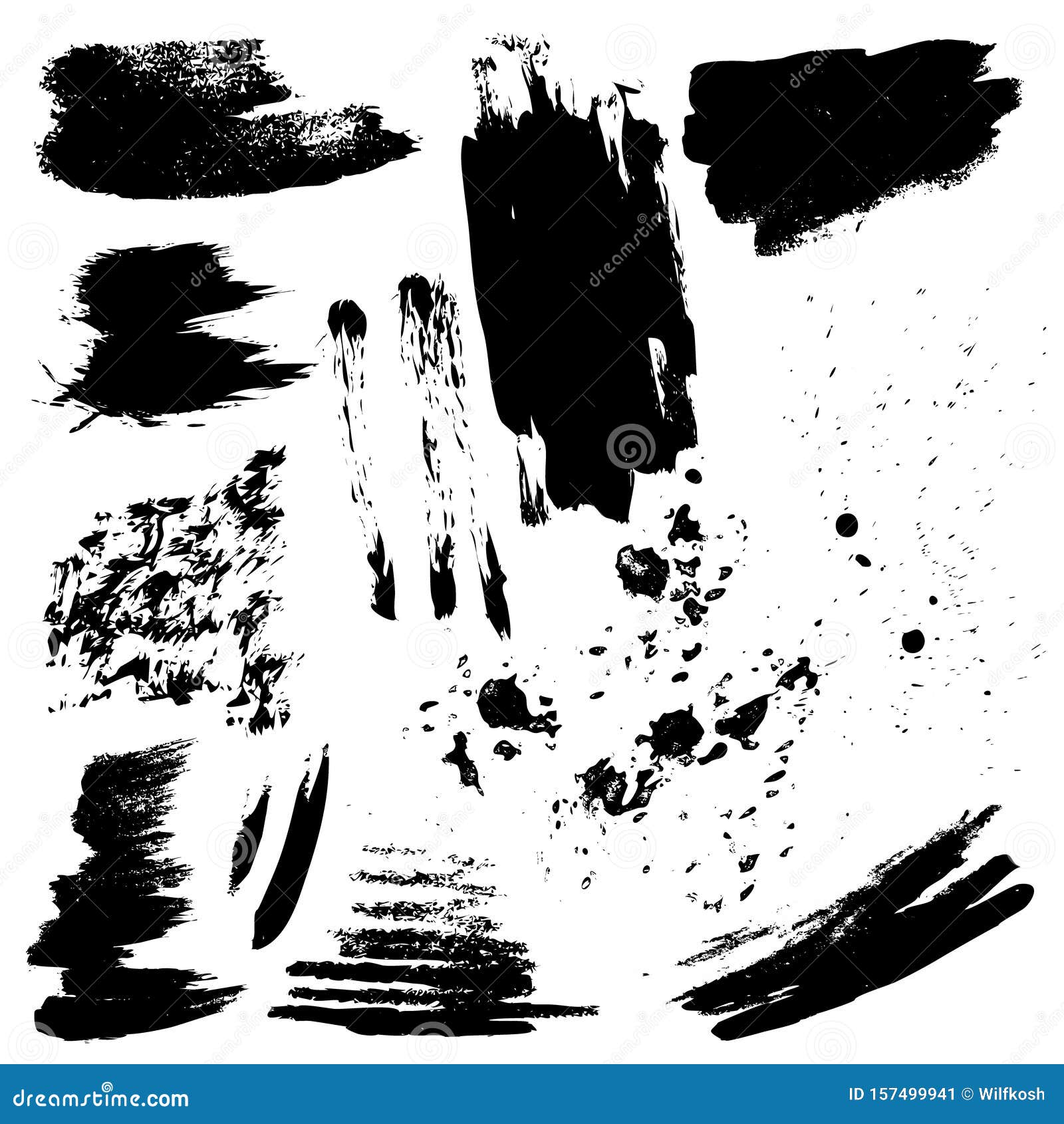 Set of Black Paint, Ink Splatters, Grunge Texture, Brush Strokes, Brushes,  Blots, Drops, Splashes. Vector Collection Dirty Stock Vector - Illustration  of brush, backdrop: 157499941