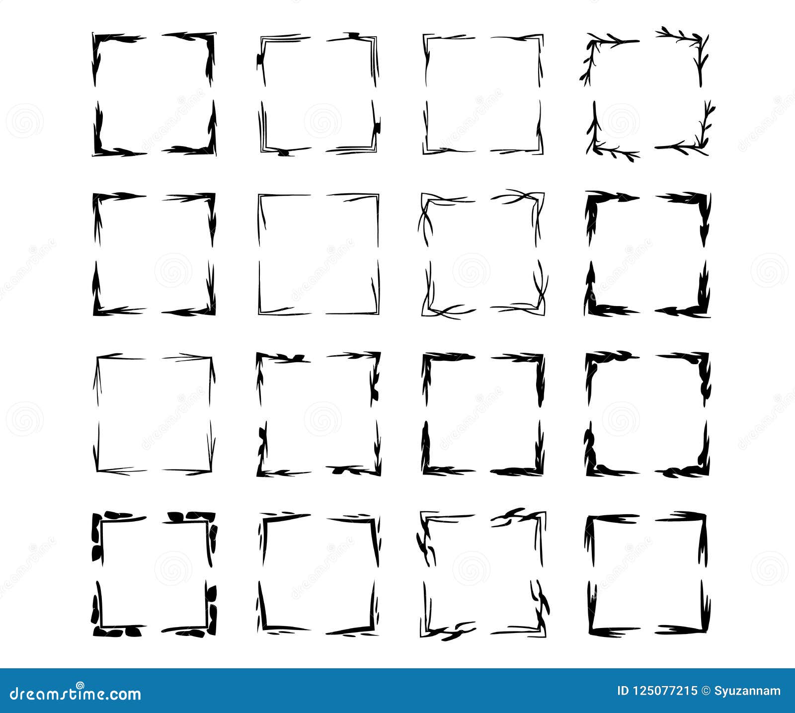 Download Set Of Black Rectangle Empy Grunge Frames. Vector ...